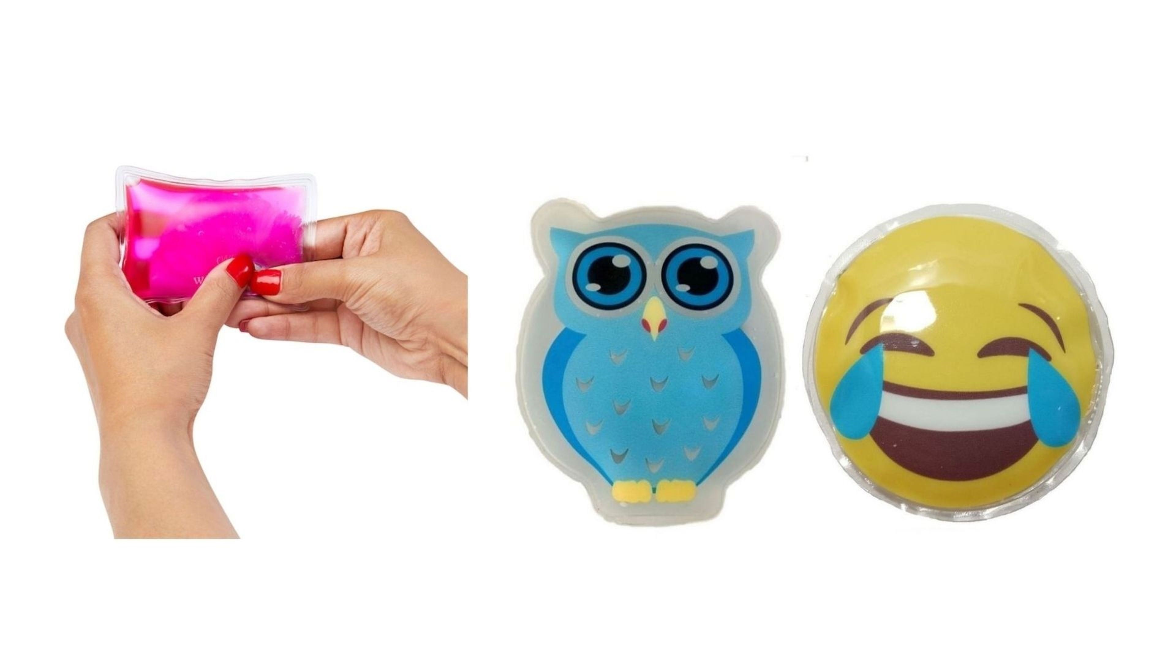 Gülen Emoji Mavi Baykuş Cep Sobası,El Isıtıcı,2 Adet Sıcak Su Torbası Pvc  9Cm