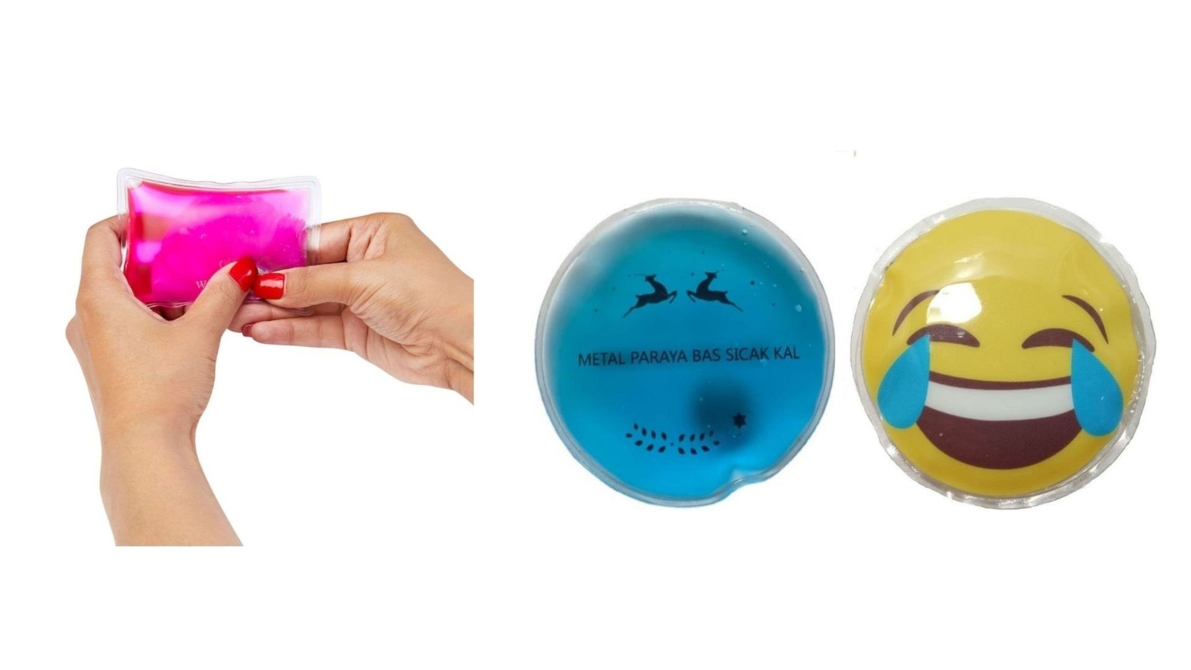 Gülen Emoji Mavi Ceylan Cep Sobası,El Isıtıcı,2 Adet Sıcak Su Torbası Pvc  9Cm