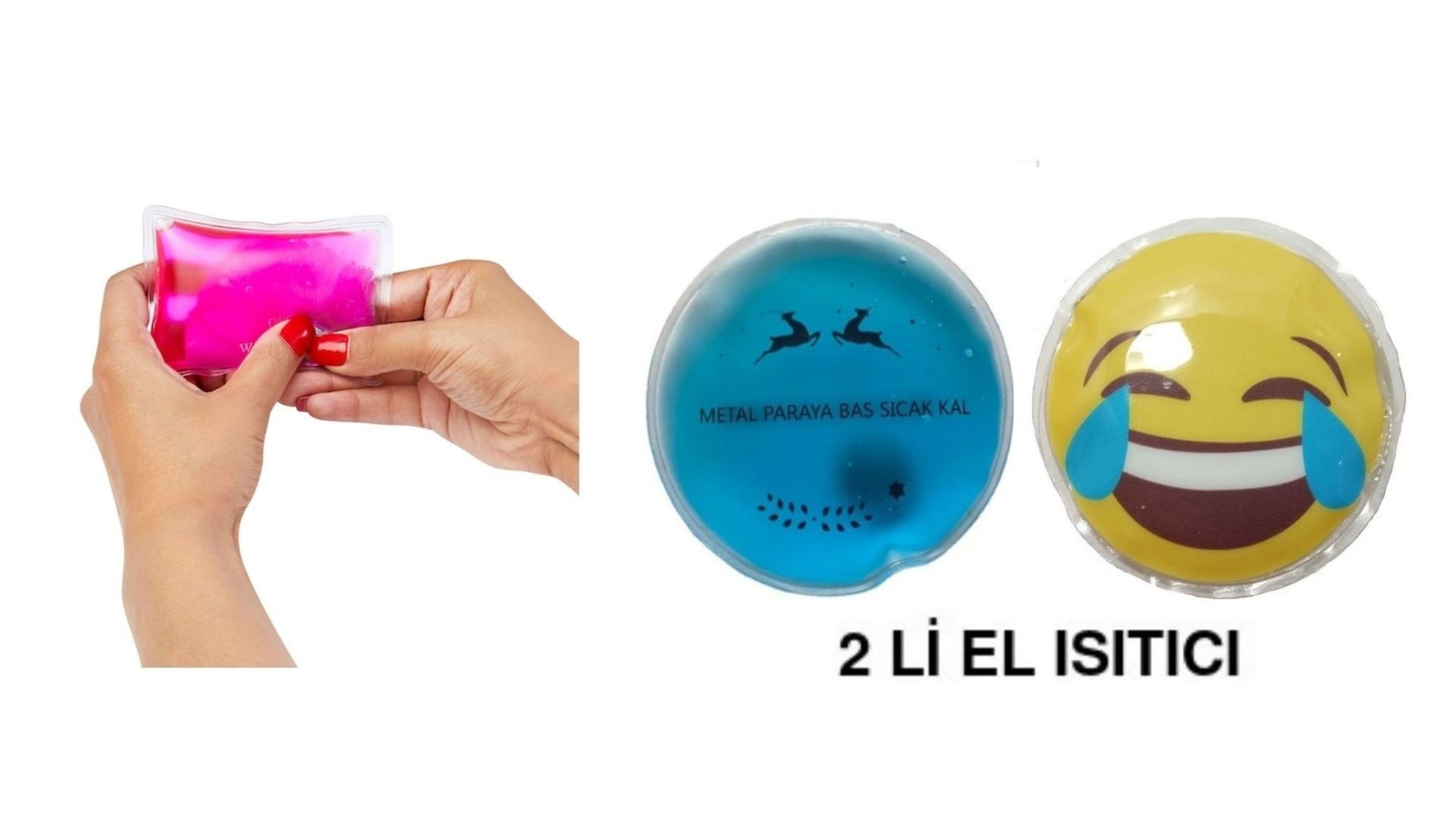 Gülen Emoji Mavi Ceylan Cep Sobası,El Isıtıcı,2 Adet Sıcak Su Torbası Pvc  9Cm