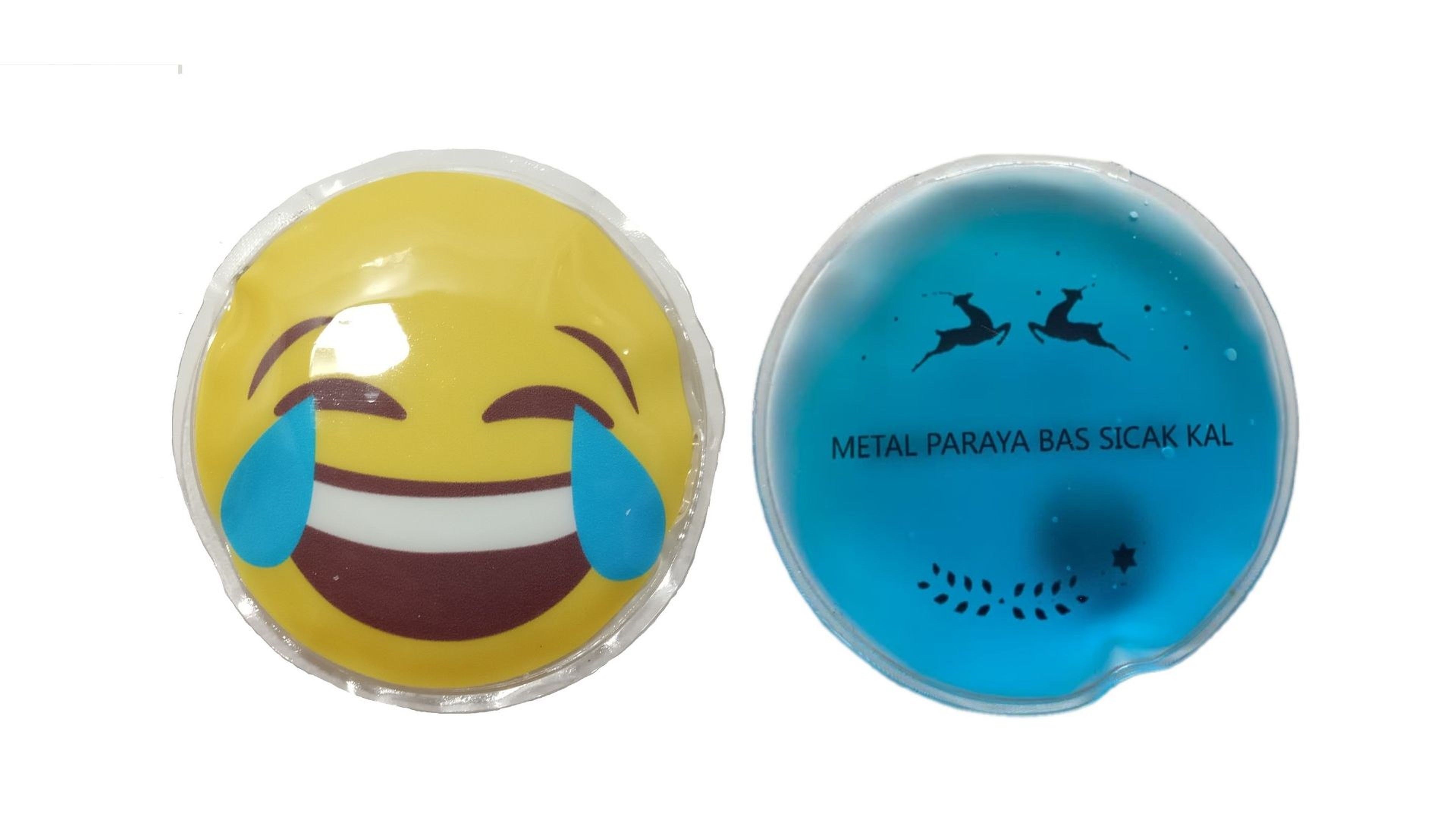 Gülen Emoji Mavi Ceylan Cep Sobası,El Isıtıcı,2 Adet Sıcak Su Torbası Pvc  9Cm