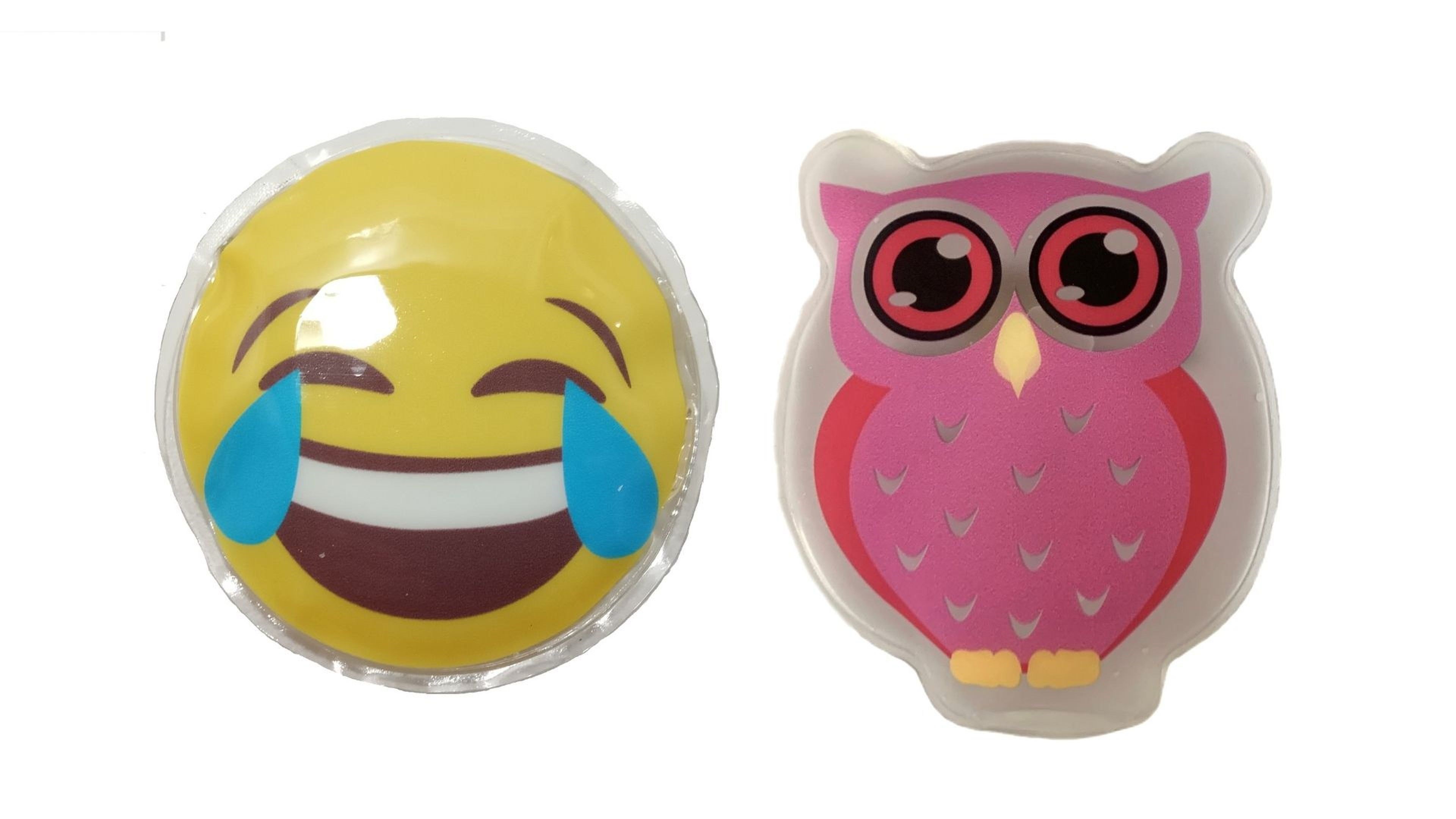 Gülen Emoji Pembe Baykuş Cep Sobası,El Isıtıcı,2 Adet Sıcak Su Torbası Pvc  9Cm