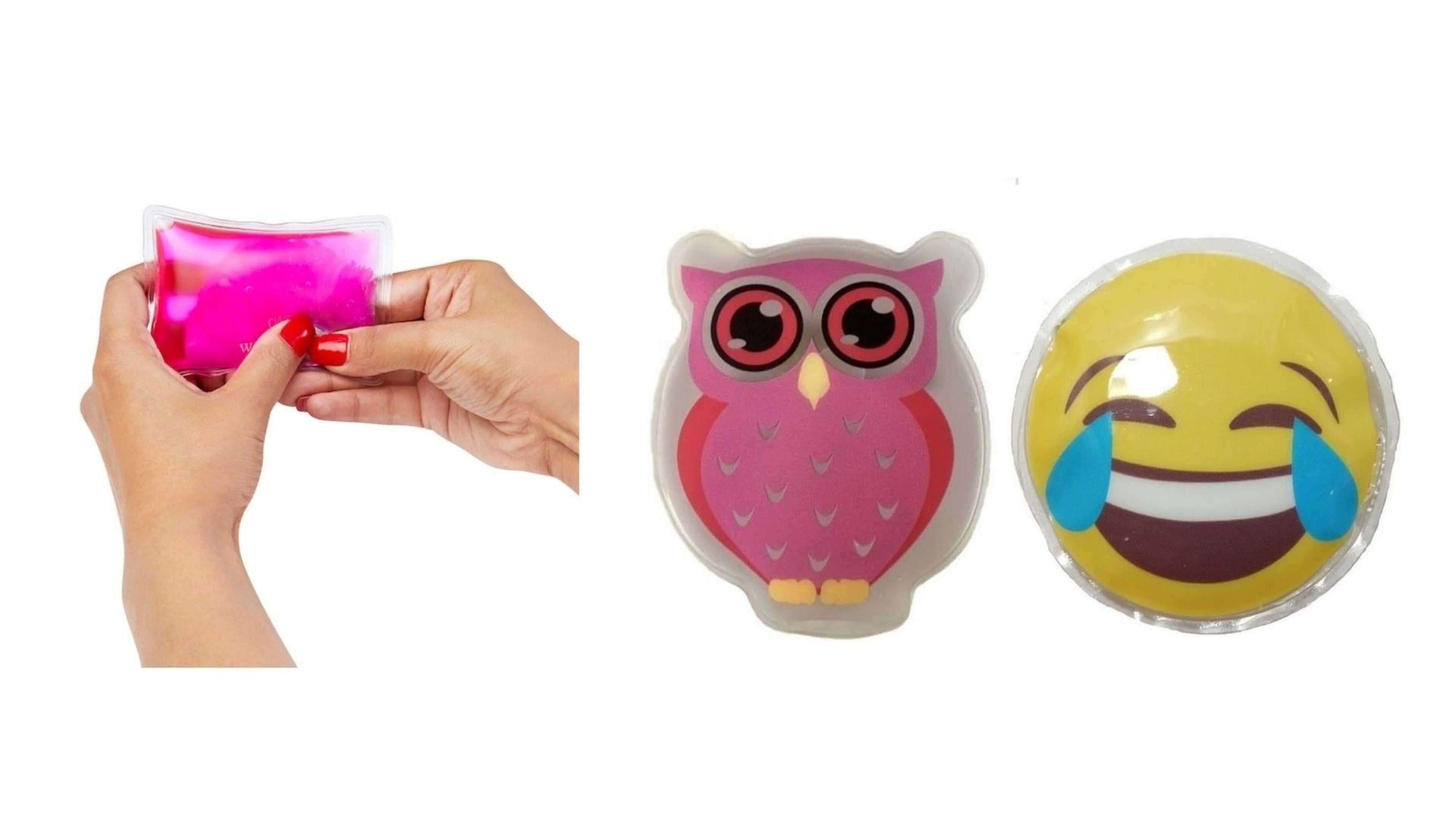 Gülen Emoji Pembe Baykuş Cep Sobası,El Isıtıcı,2 Adet Sıcak Su Torbası Pvc  9Cm