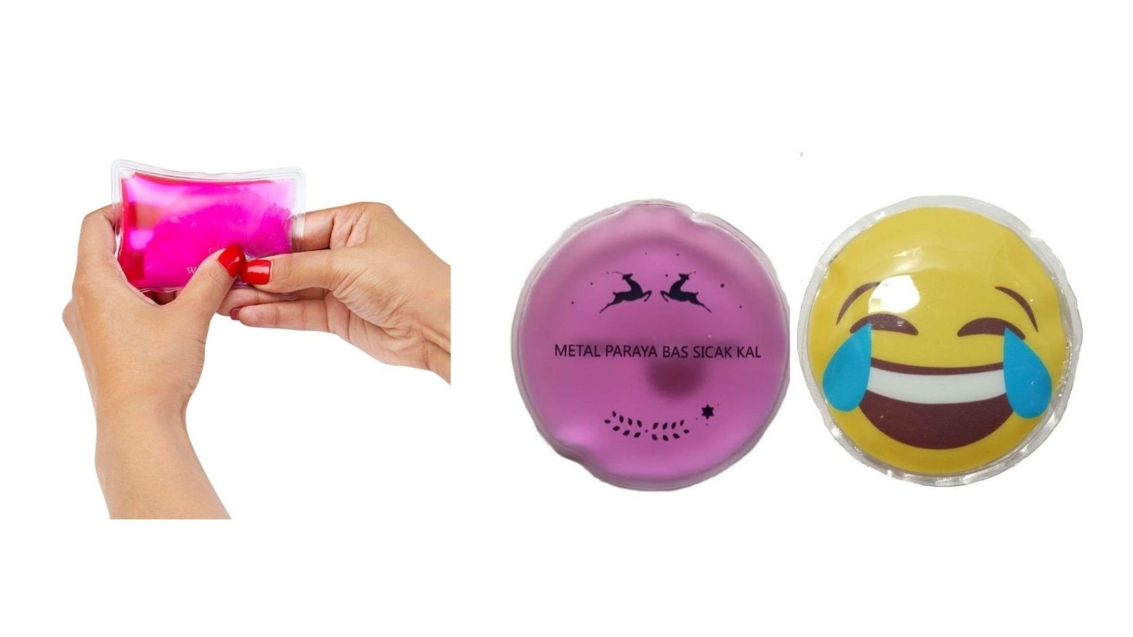 Gülen Emoji Pembe Ceylan Cep Sobası,El Isıtıcı,2 Adet Sıcak Su Torbası Pvc  9Cm