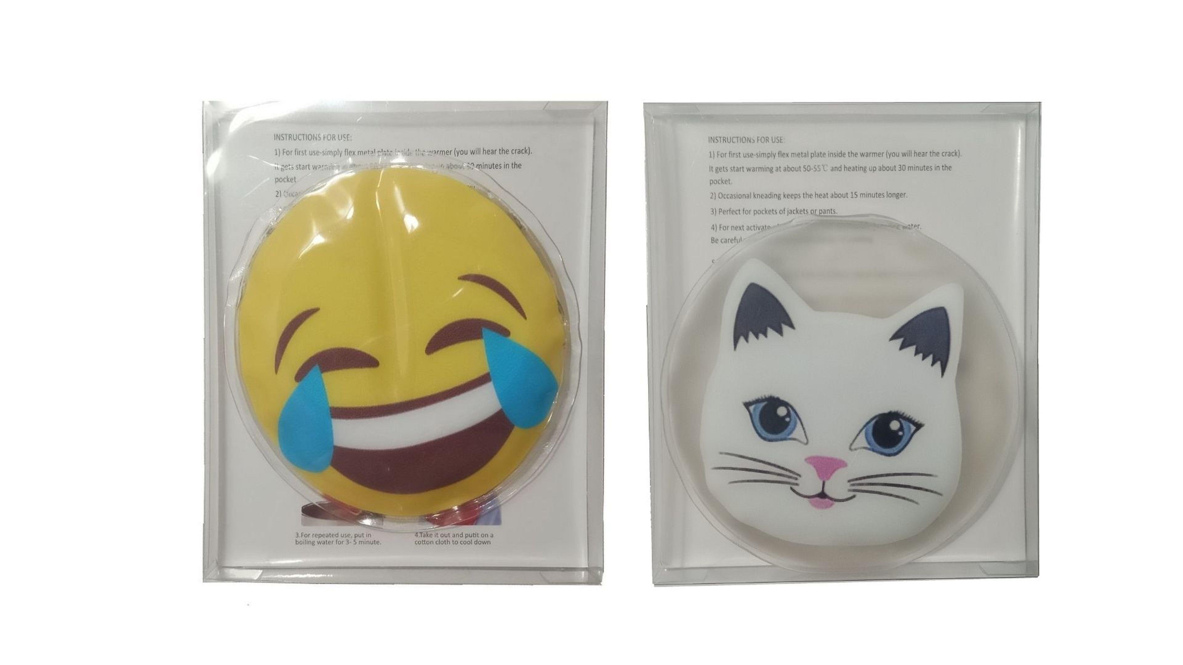 Gülen Emoji,Kedi Cep Sobası,El Isıtıcı,2 Adet Sıcak Su Torbası Pvc  9Cm