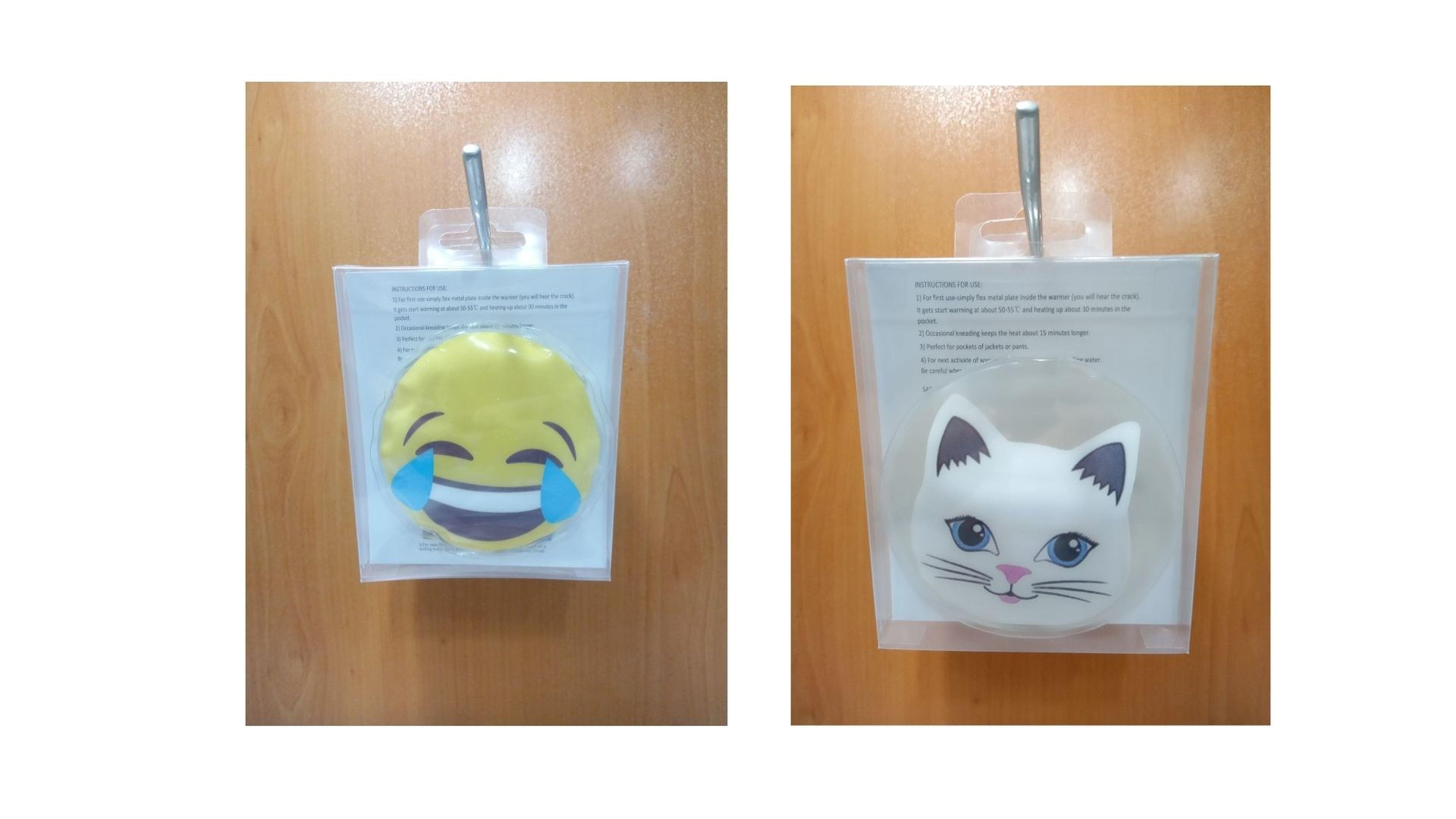 Gülen Emoji,Kedi Cep Sobası,El Isıtıcı,2 Adet Sıcak Su Torbası Pvc  9Cm