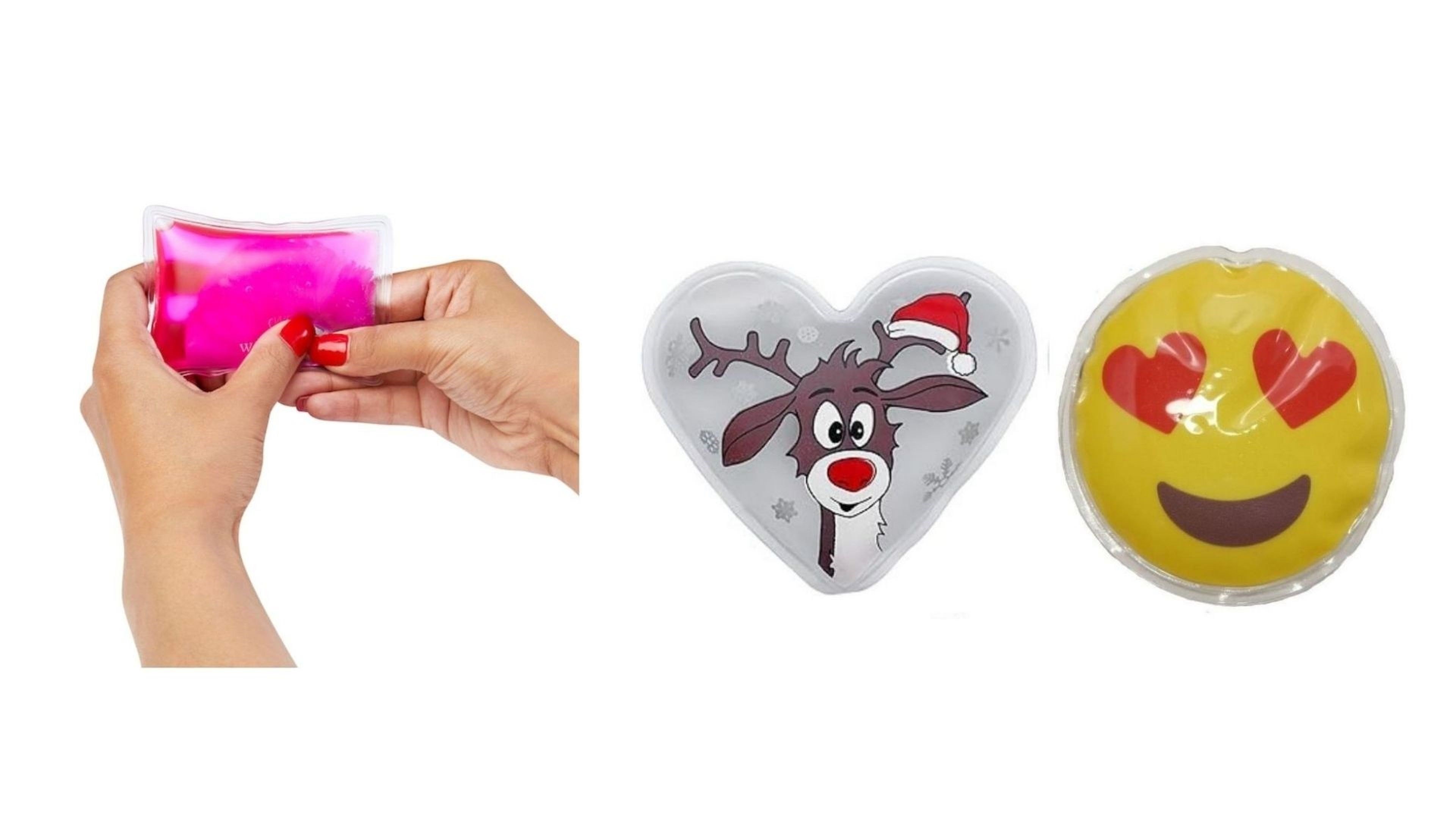 Kalp Emoji Beyaz Geyik Cep Sobası,El Isıtıcı,2 Adet Sıcak Su Torbası Pvc  9Cm