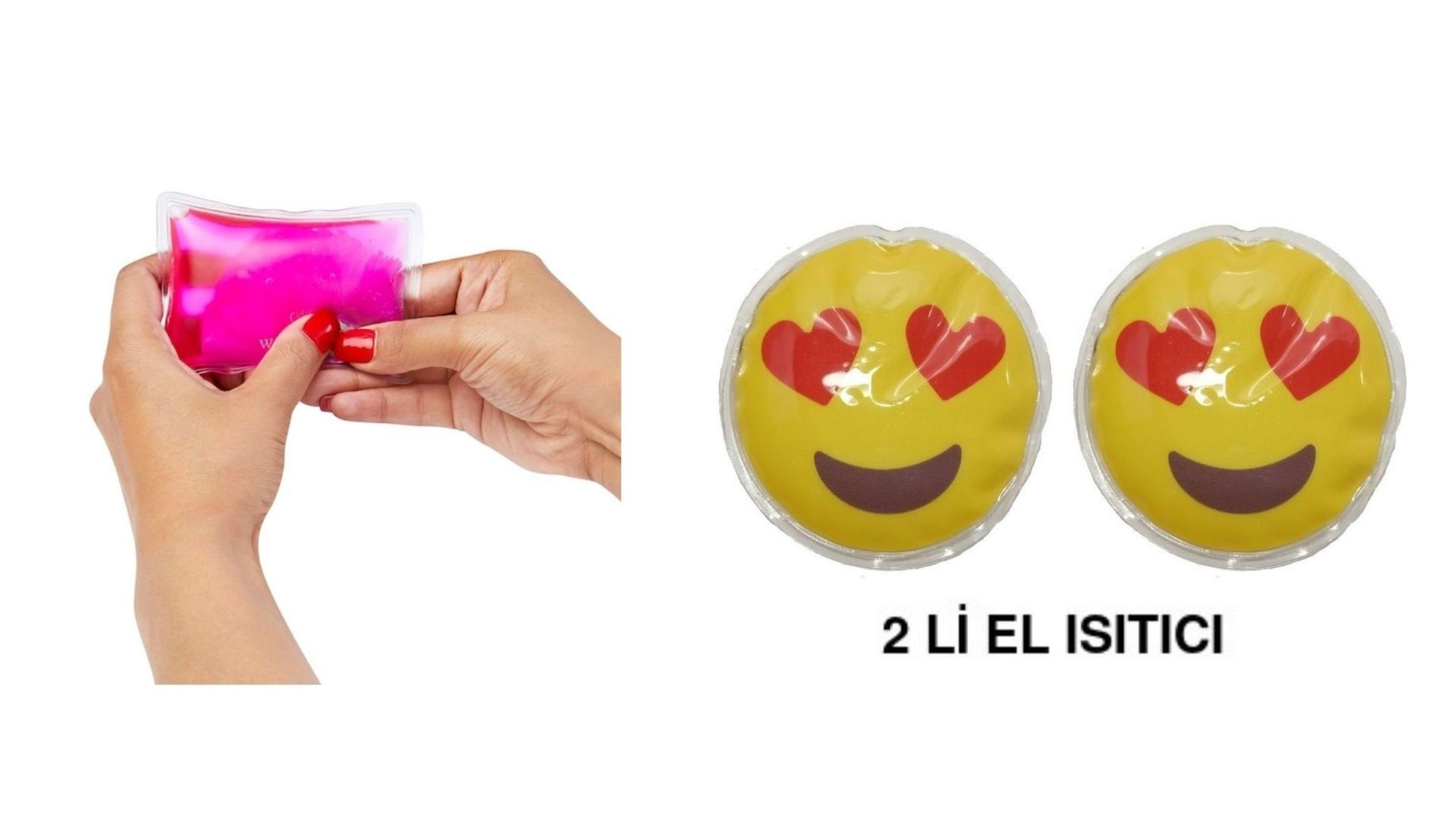 Kalp Emoji Cep Sobası,El Isıtıcı,2 Adet Sıcak Su Torbası Pvc  9Cm