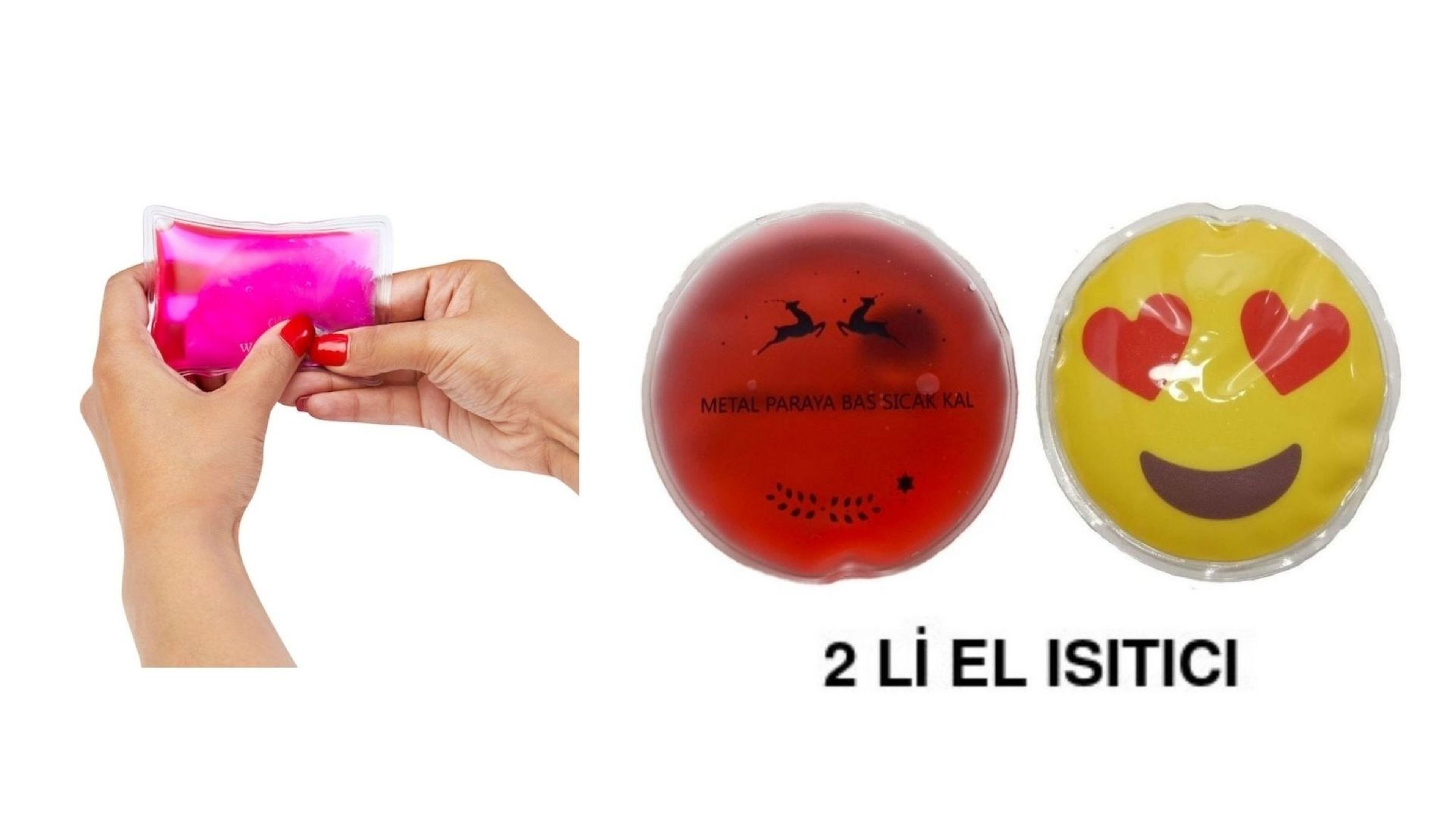 Kalp Emoji Kırmızı Ceylan Cep Sobası,El Isıtıcı,2 Adet Sıcak Su Torbası Pvc  9Cm