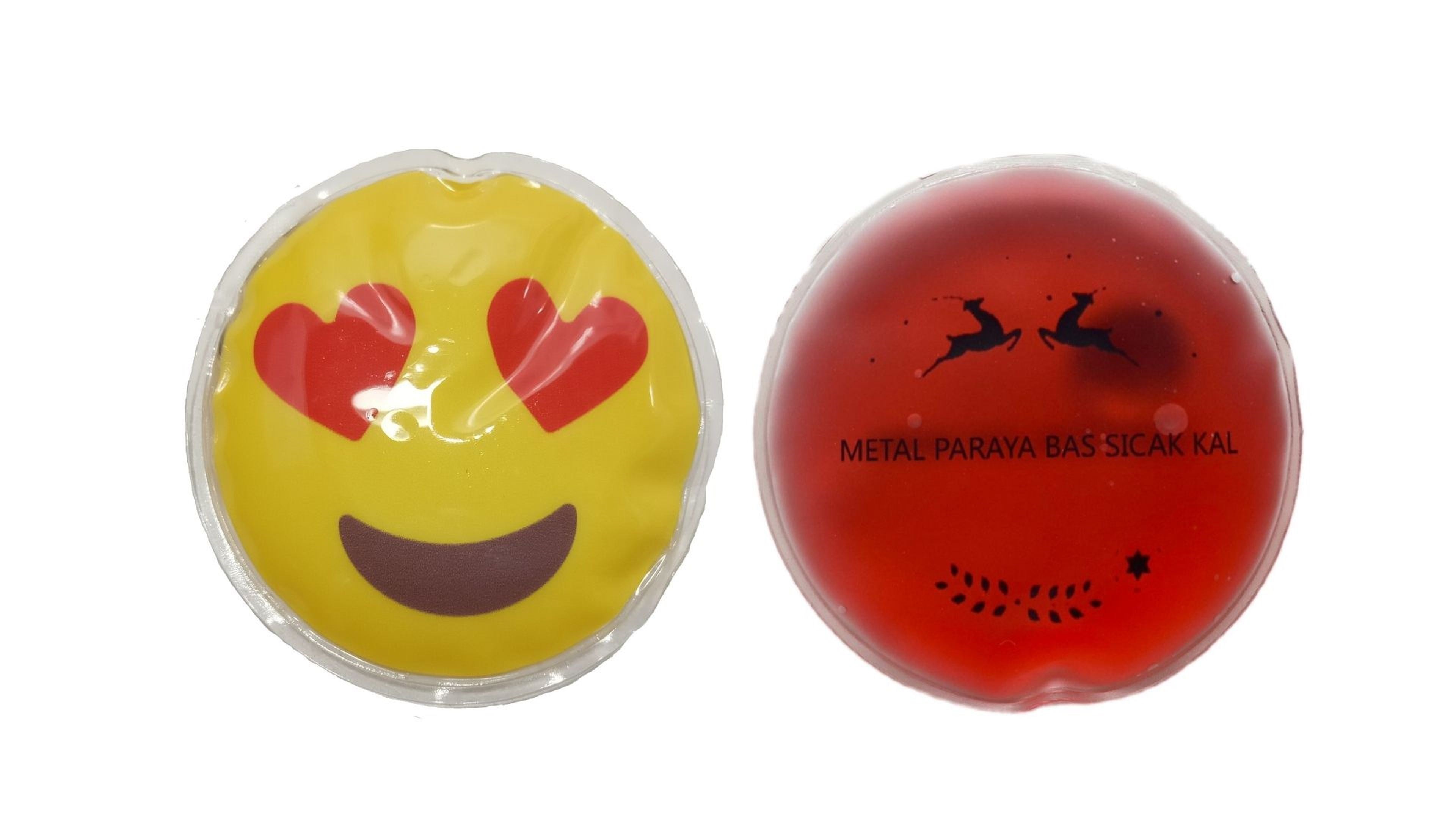 Kalp Emoji Kırmızı Ceylan Cep Sobası,El Isıtıcı,2 Adet Sıcak Su Torbası Pvc  9Cm