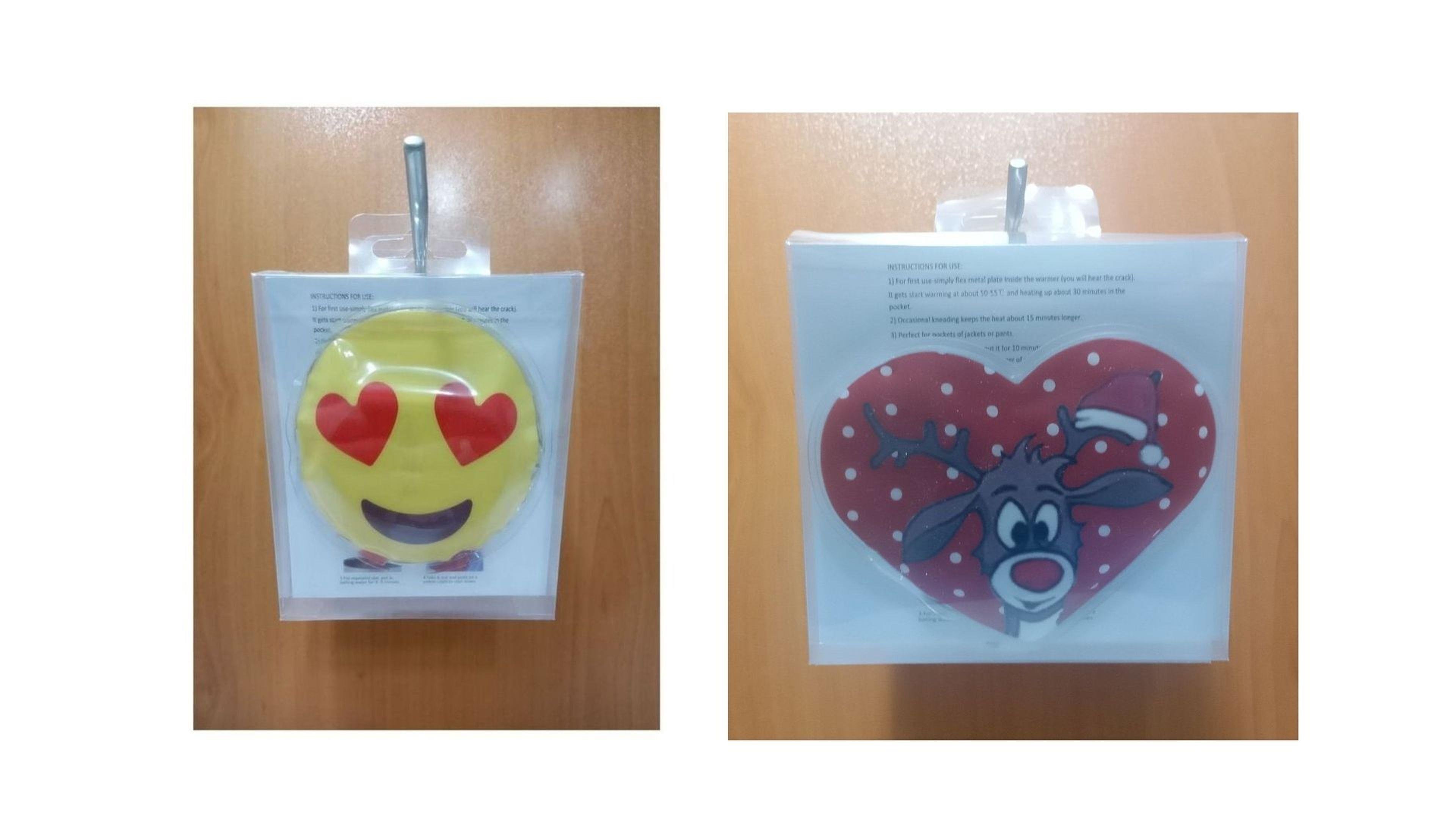 Kalp Emoji Kırmızı Geyik Cep Sobası,El Isıtıcı,İki Adet Sıcak Su Torbası Pvc  9Cm