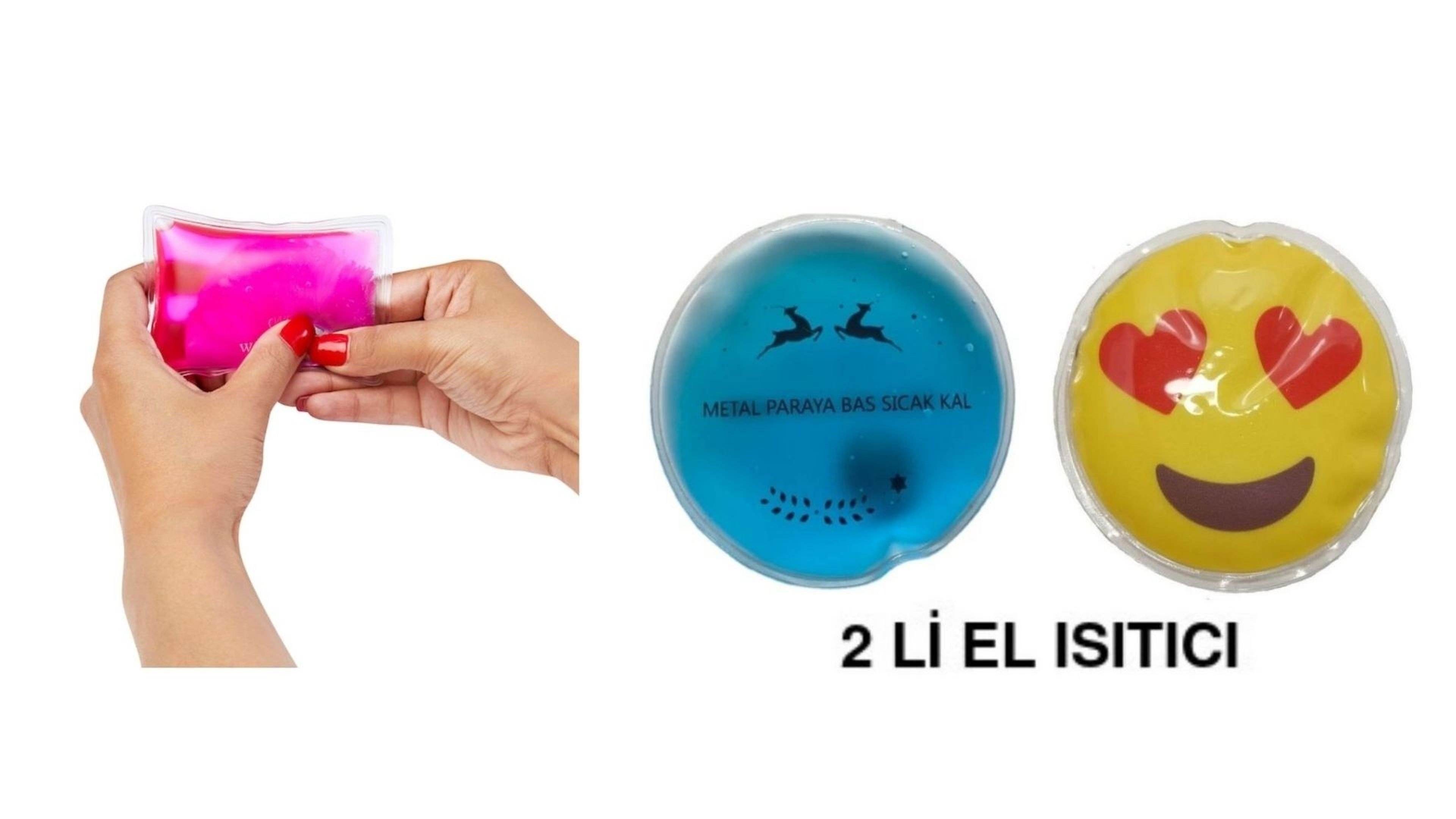 Kalp Emoji Mavi Ceylan Cep Sobası,El Isıtıcı,2 Adet Sıcak Su Torbası Pvc  9Cm