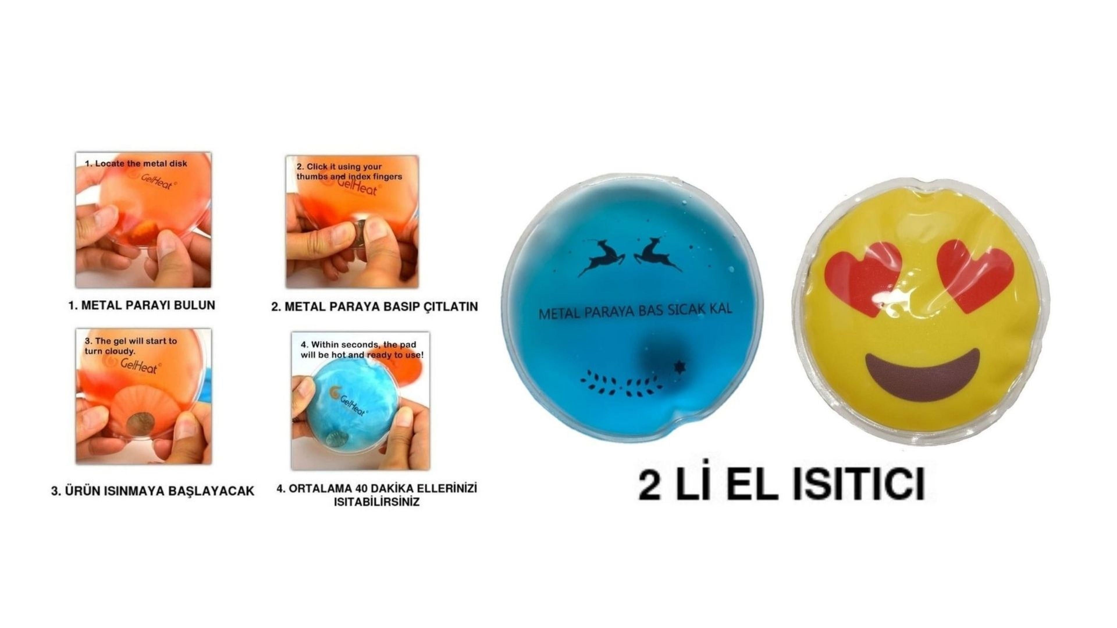 Kalp Emoji Mavi Ceylan Cep Sobası,El Isıtıcı,2 Adet Sıcak Su Torbası Pvc  9Cm