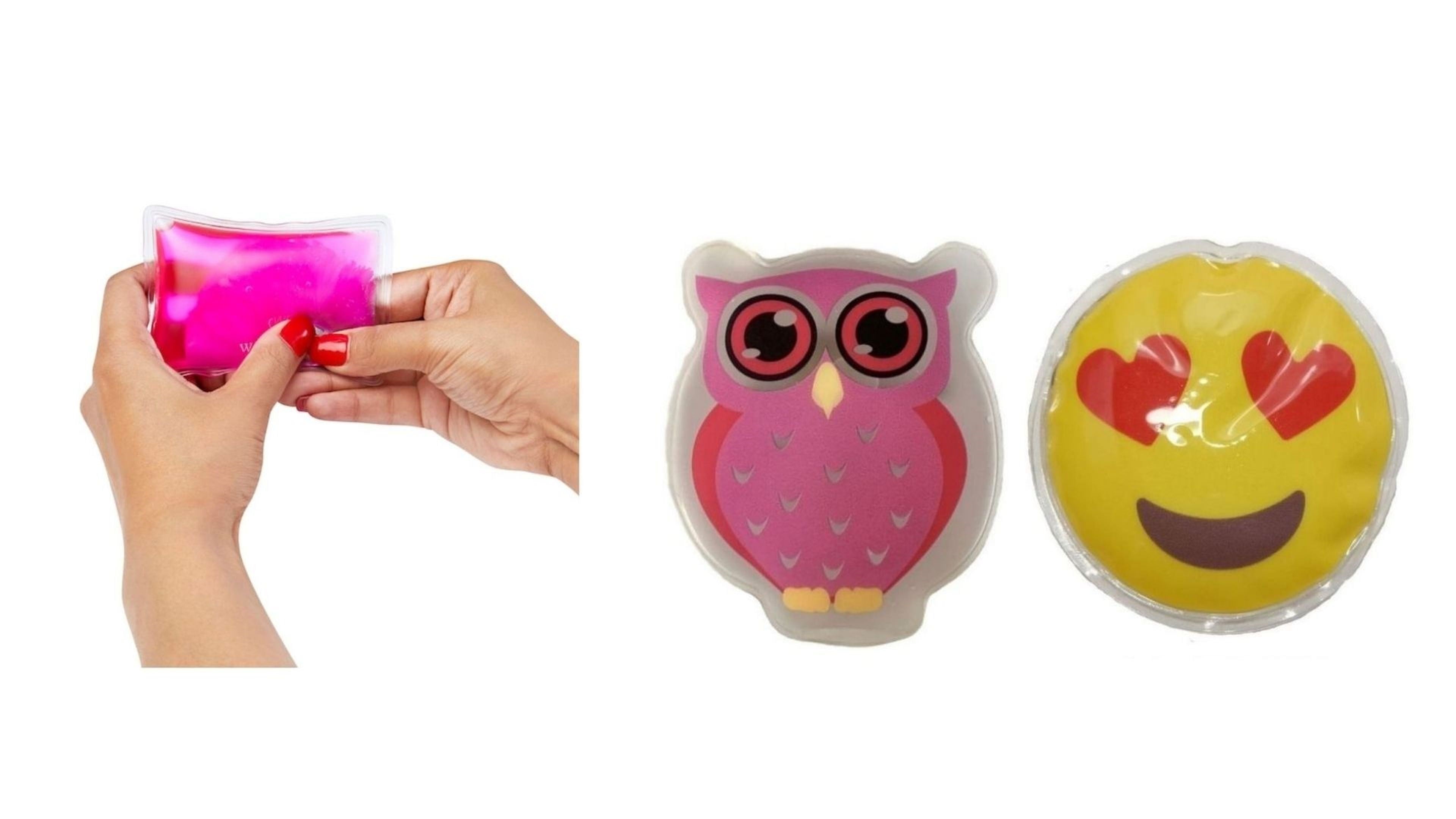 Kalp Emoji Pembe Baykuş Cep Sobası,El Isıtıcı,2 Adet Sıcak Su Torbası Pvc  9Cm