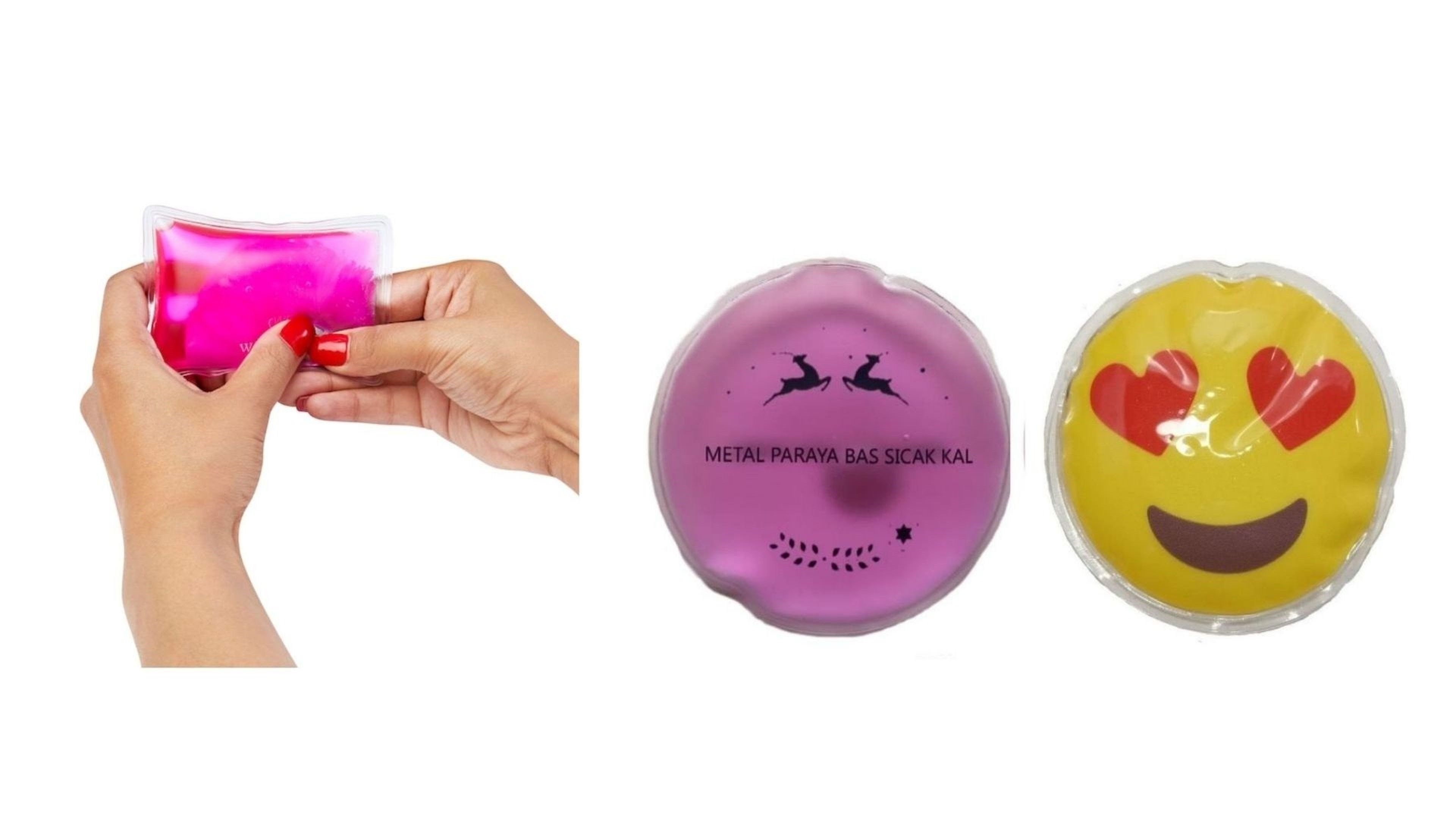 Kalp Emoji Pembe Ceylan Cep Sobası,El Isıtıcı,2 Adet Sıcak Su Torbası Pvc  9Cm