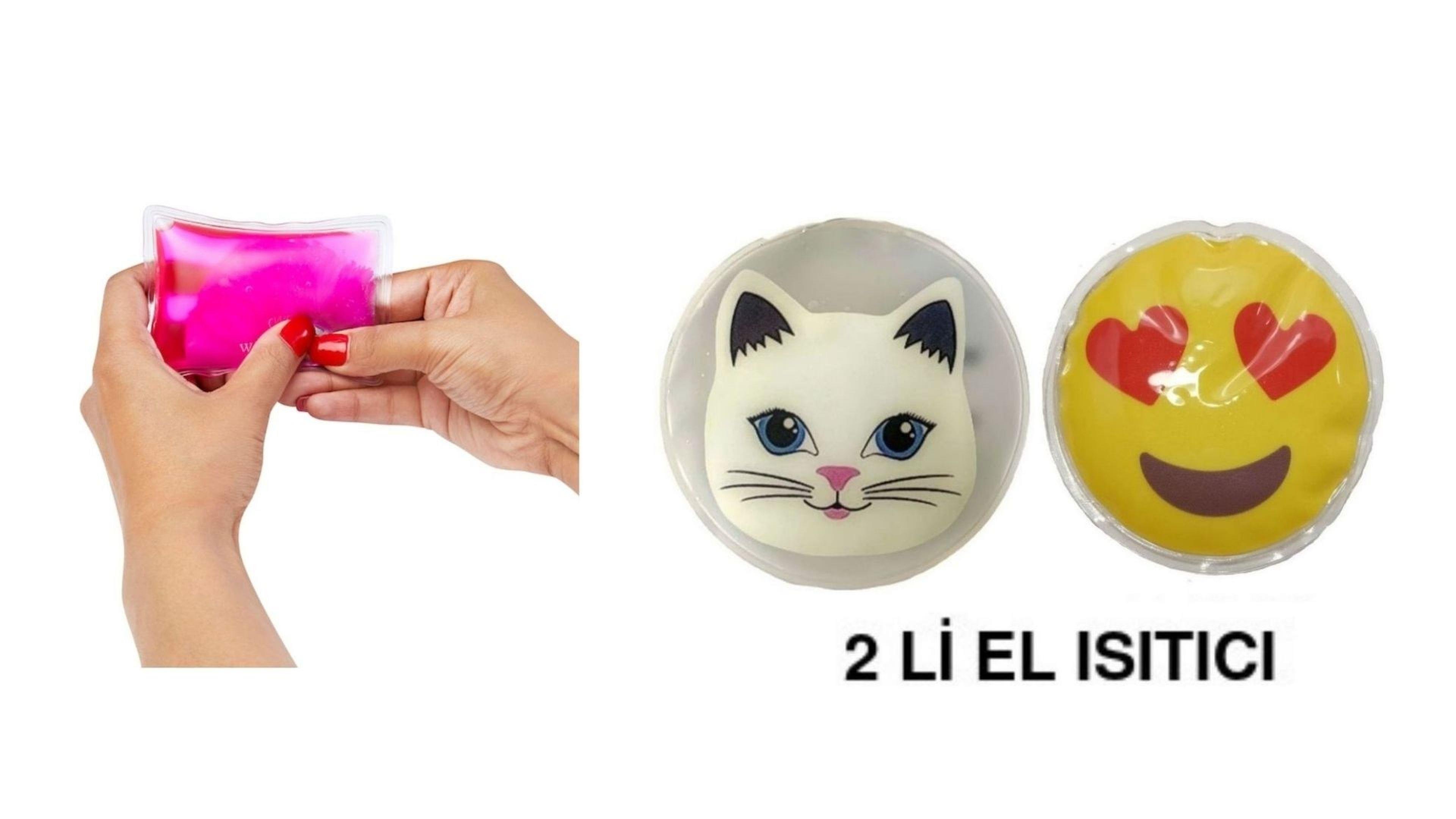 Kalp Emoji,Kedi Cep Sobası,El Isıtıcı,2 Adet Sıcak Su Torbası Pvc  9Cm