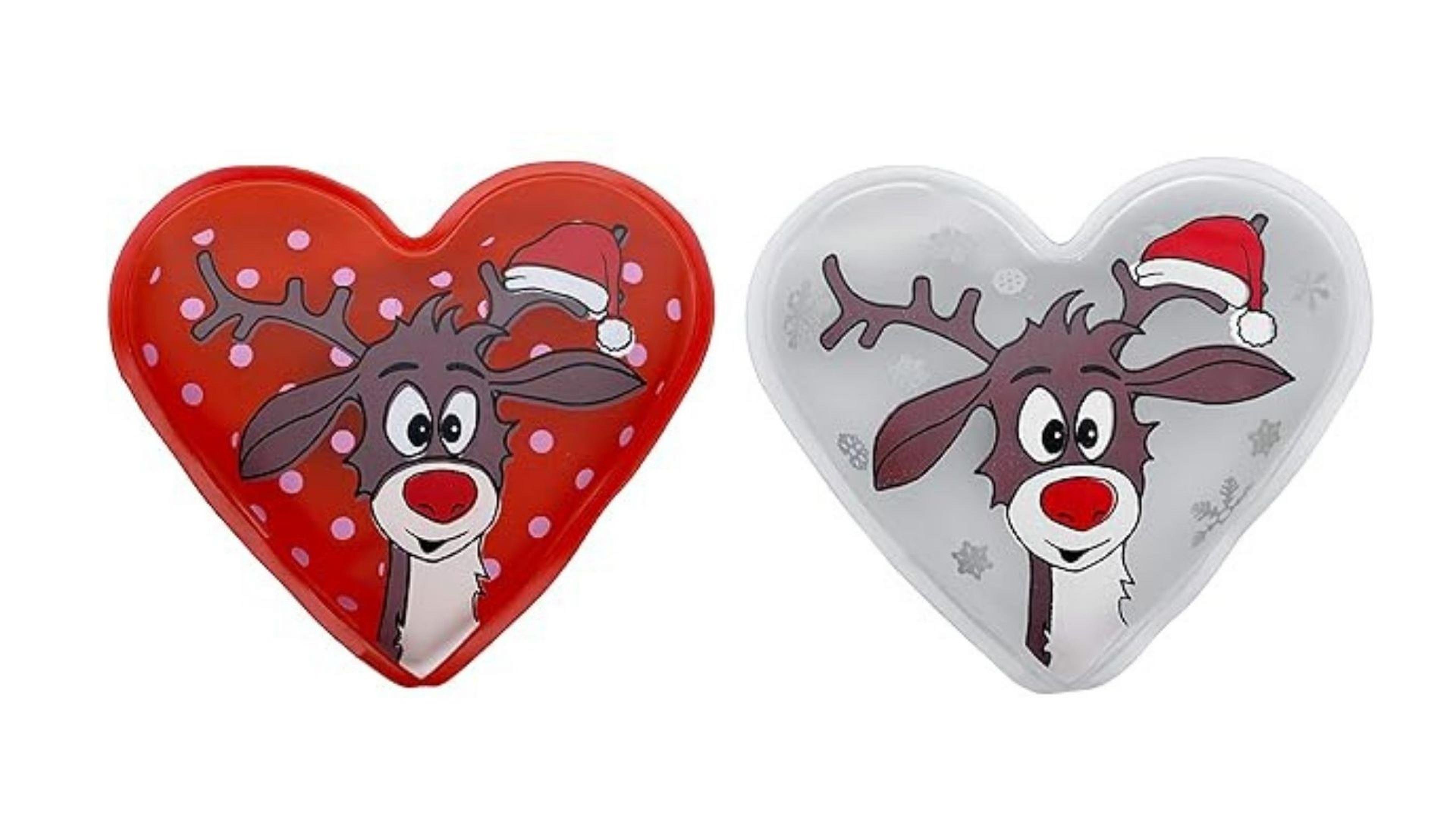 Kalp Geyik Cep Sobası,El Isıtıcı,İki Adet Sıcak Su Torbası Pvc  9Cm