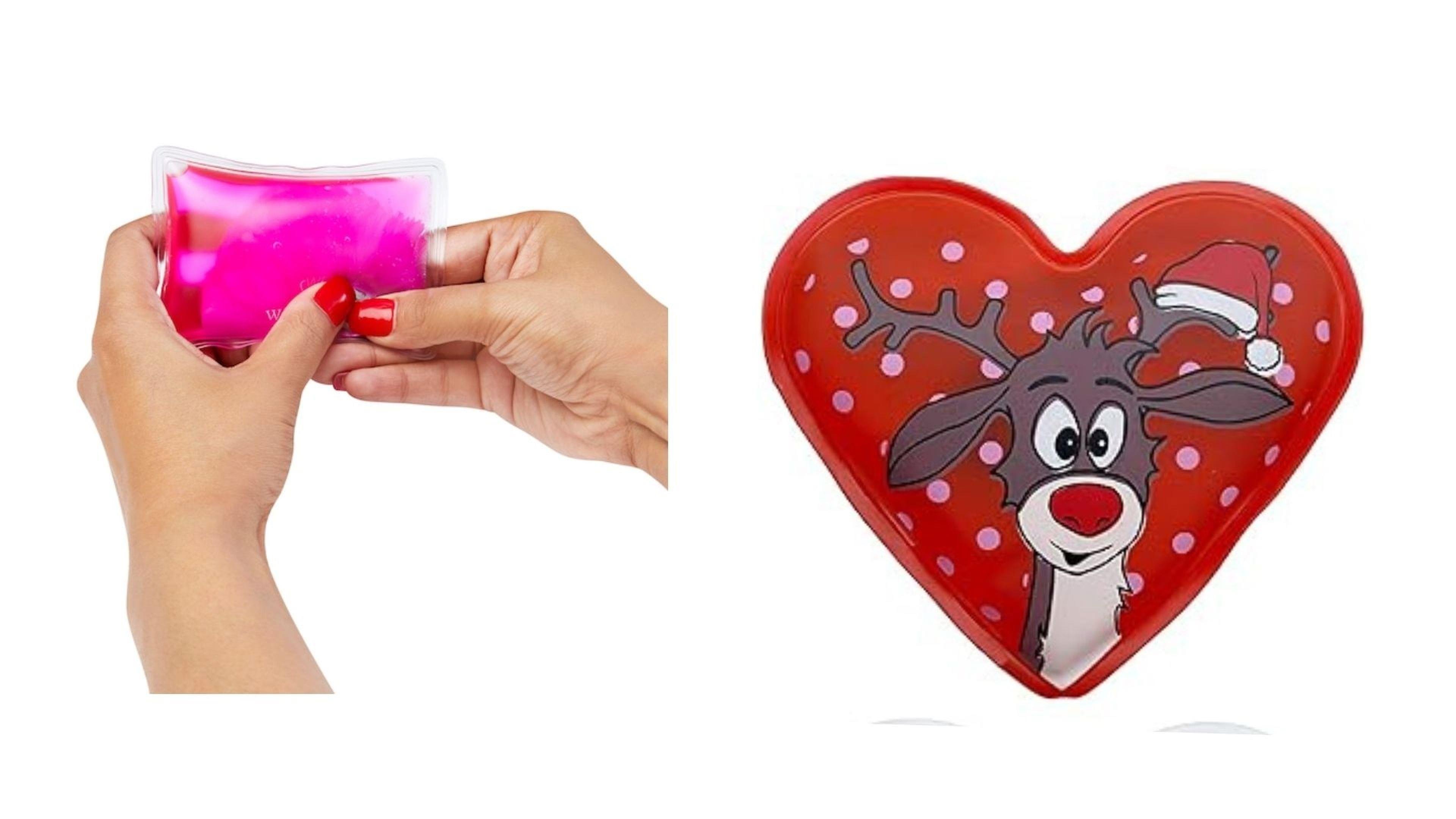 Kalp  Geyik Cep Sobası,El Isıtıcı,Sıcak Su Torbası Pvc Kırmızı  9Cm