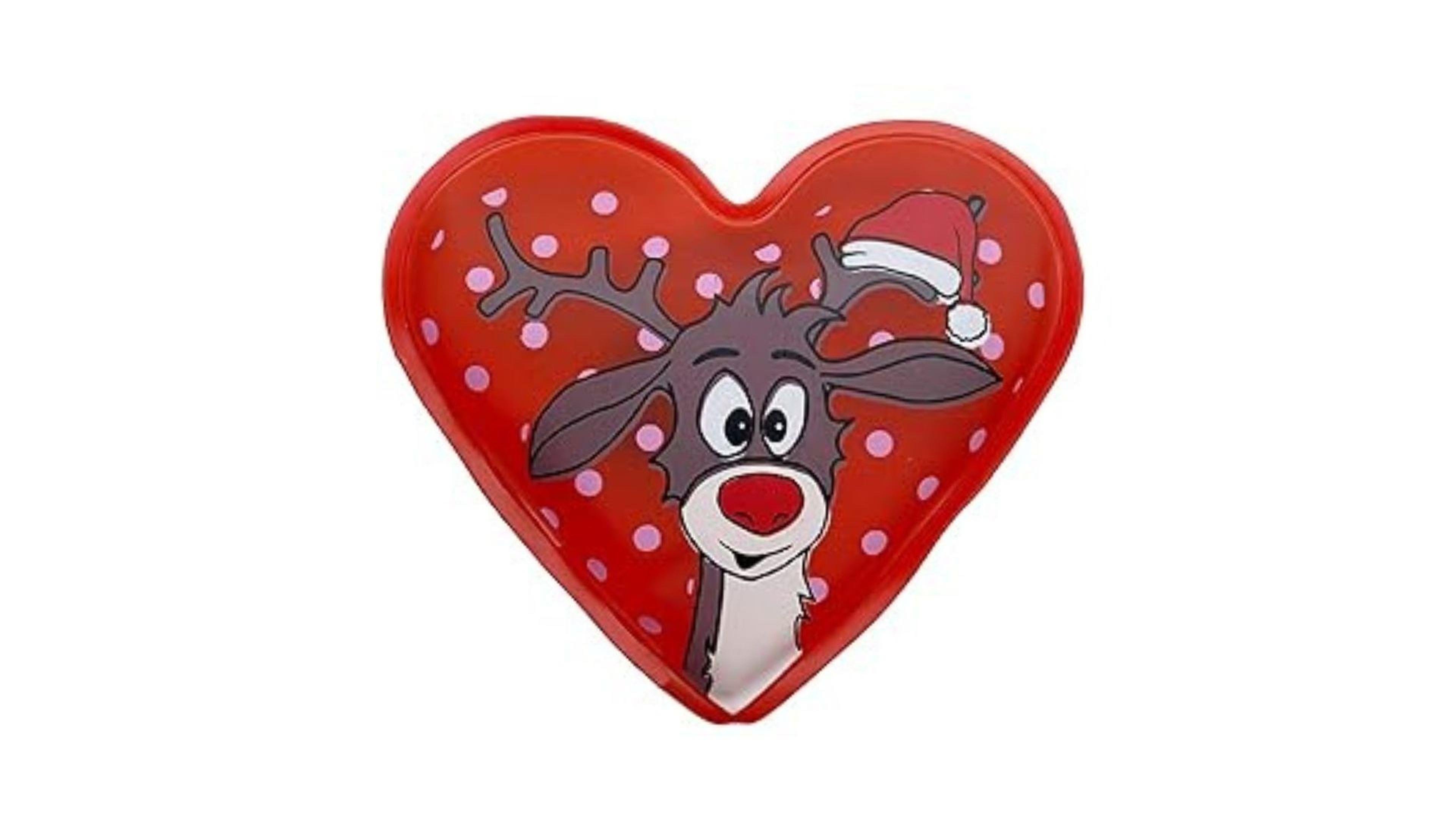 Kalp  Geyik Cep Sobası,El Isıtıcı,Sıcak Su Torbası Pvc Kırmızı  9Cm