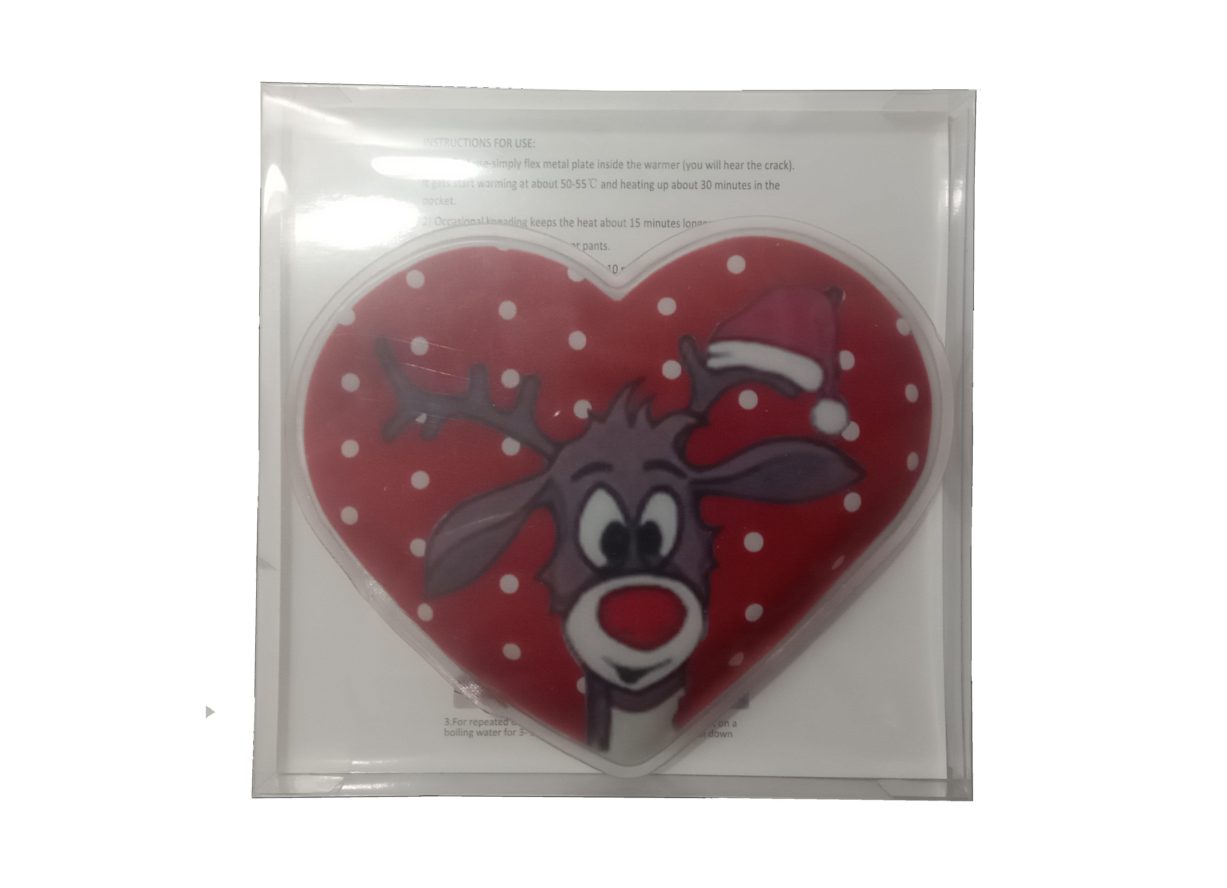 Kalp  Geyik Cep Sobası,El Isıtıcı,Sıcak Su Torbası Pvc Kırmızı  9Cm