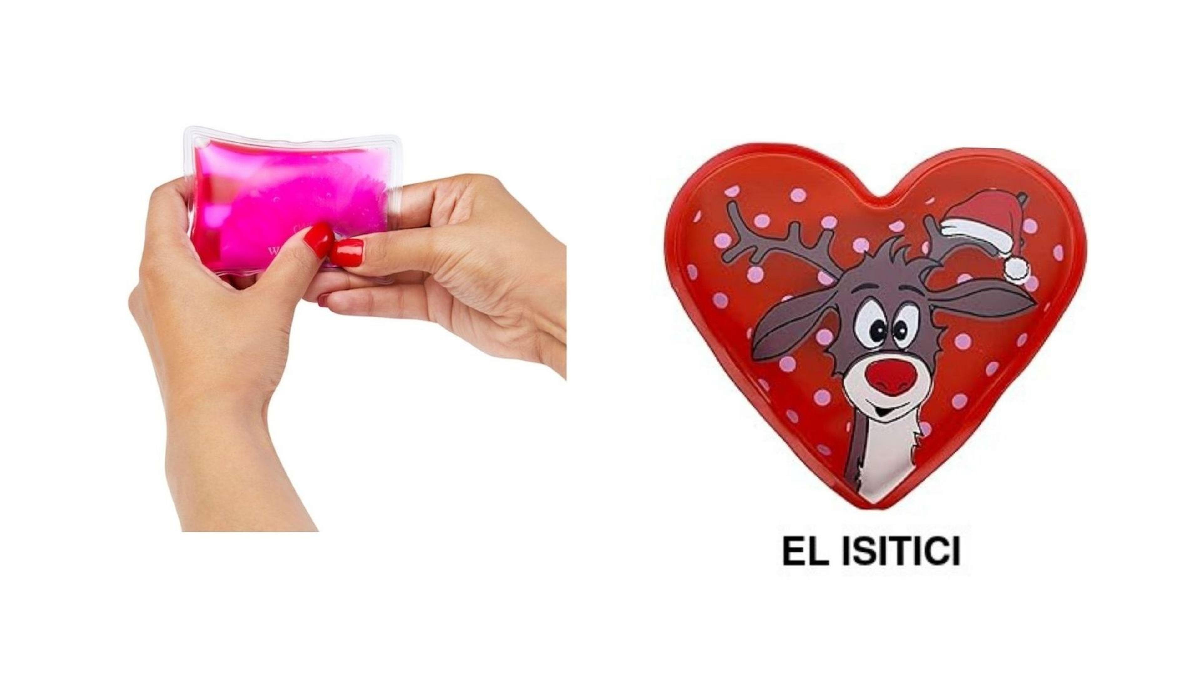 Kalp  Geyik Cep Sobası,El Isıtıcı,Sıcak Su Torbası Pvc Kırmızı  9Cm