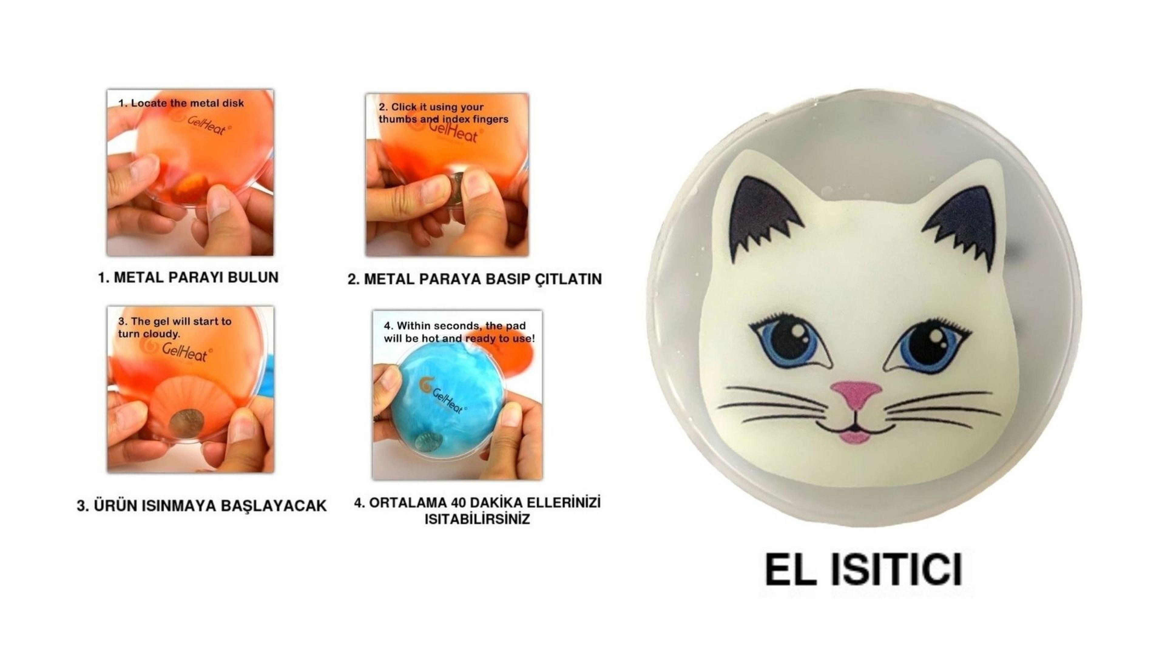 Kedi Cep Sobası,El Isıtıcı,Sıcak Su Torbası Pvc  9Cm