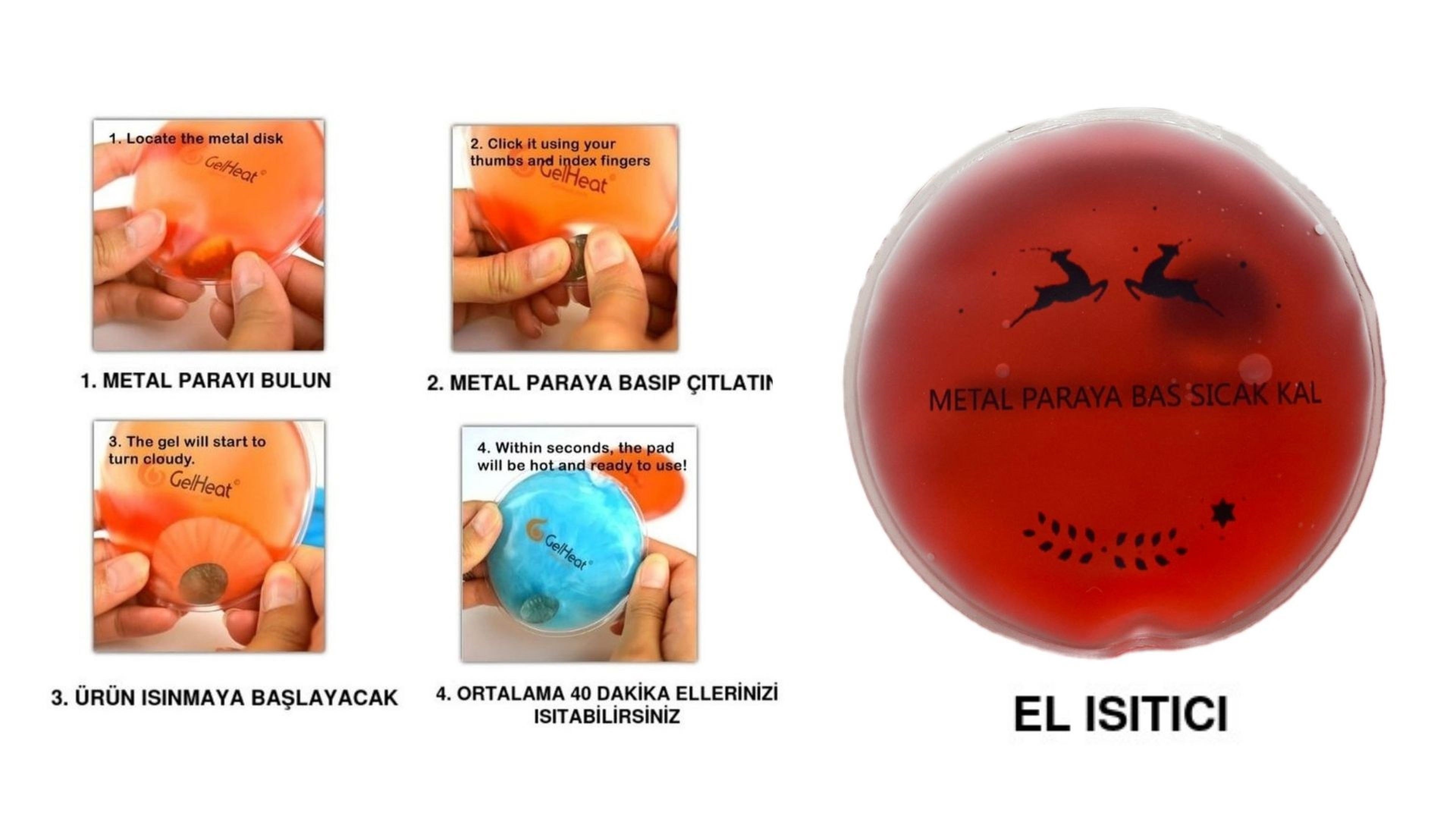 Kırmızı Ceylan Cep Sobası,El Isıtıcı,Sıcak Su Torbası Pvc  9Cm
