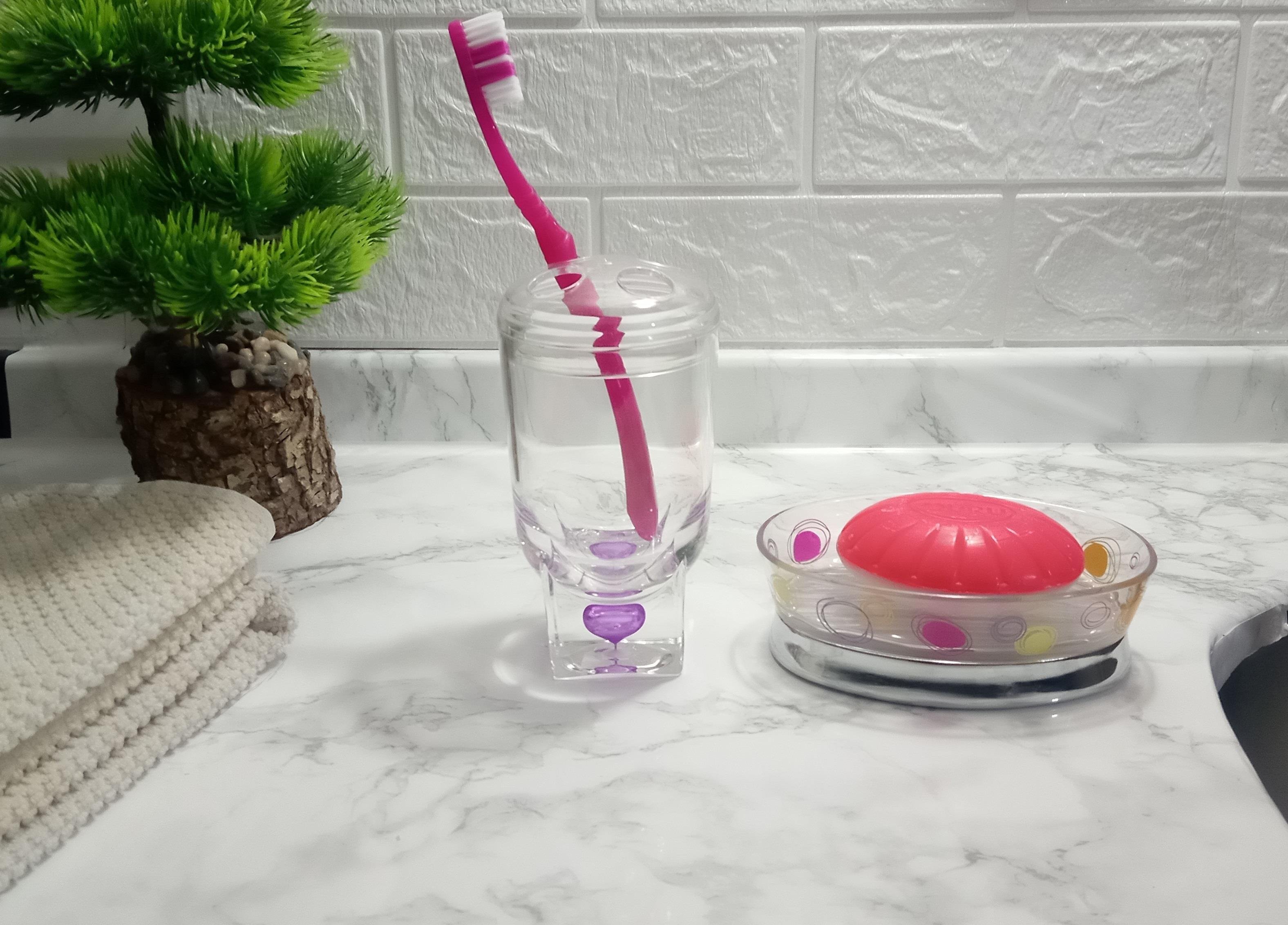 Lila Diş Fırcalık Ve Sabunluk,2 Li Banyo Seti