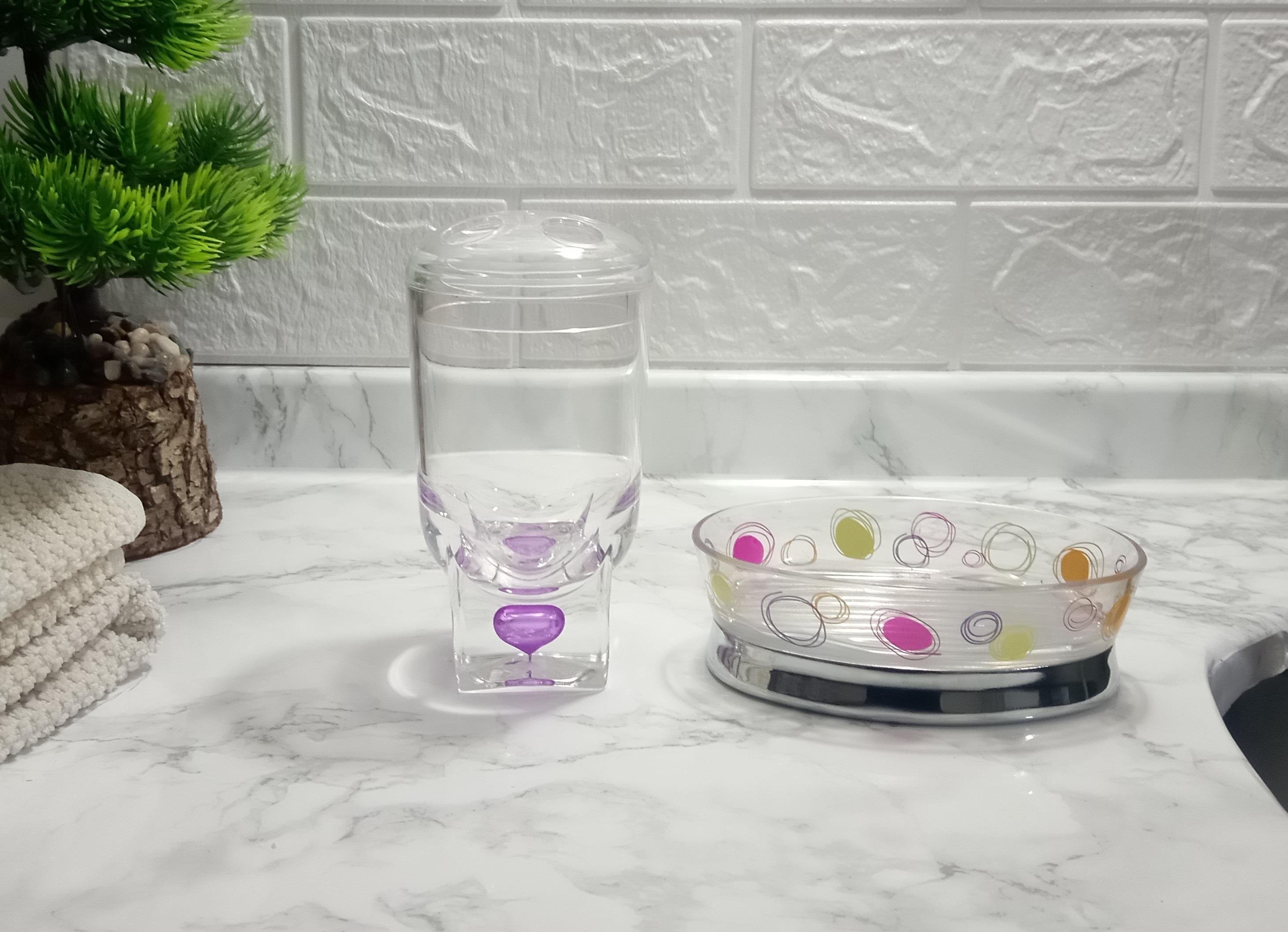 Lila Diş Fırcalık Ve Sabunluk,2 Li Banyo Seti