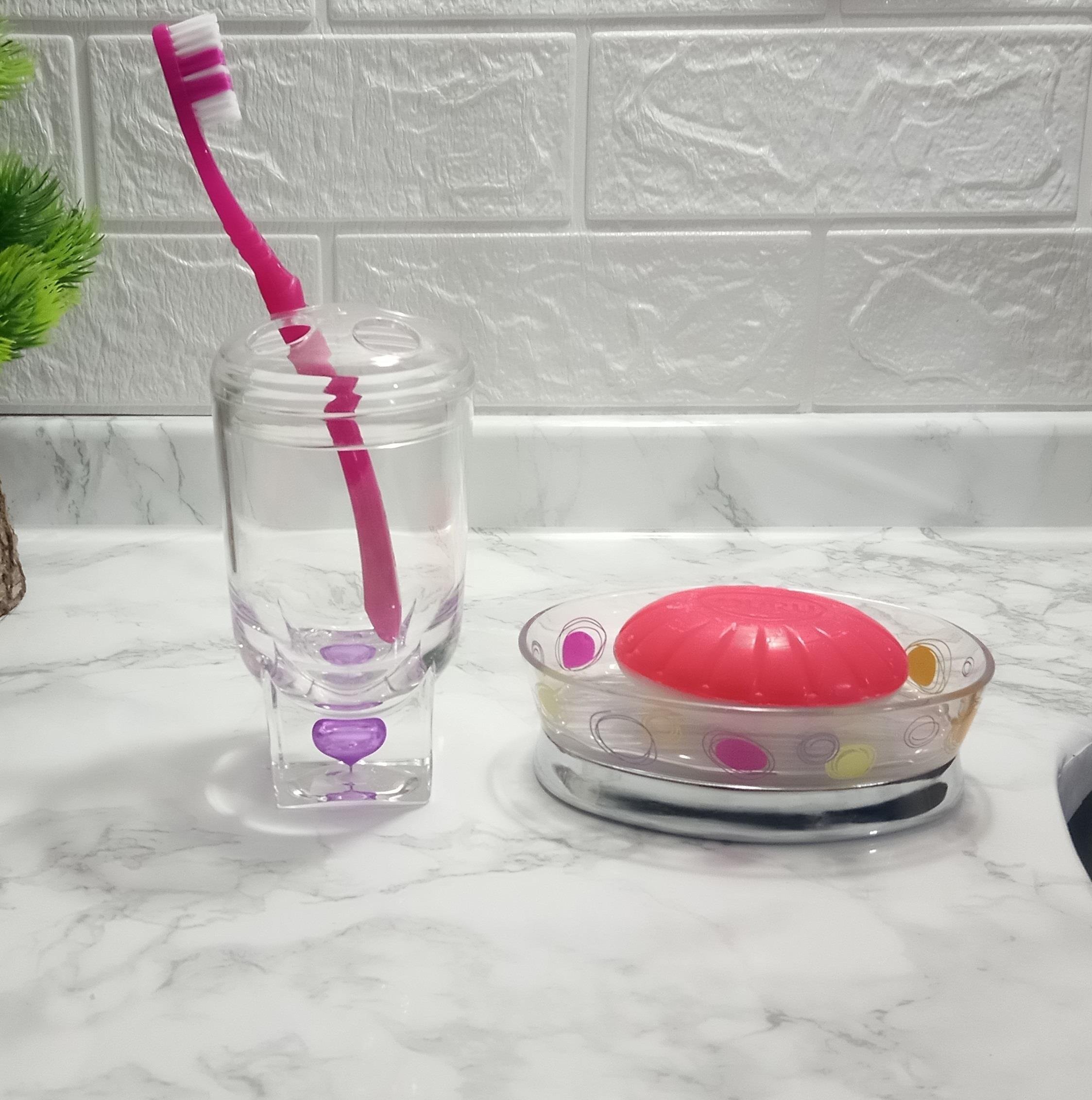 Lila Diş Fırcalık Ve Sabunluk,2 Li Banyo Seti