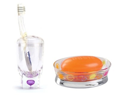 Lila dişfırcalık ve sabunluk ,2 Li Banyo Seti