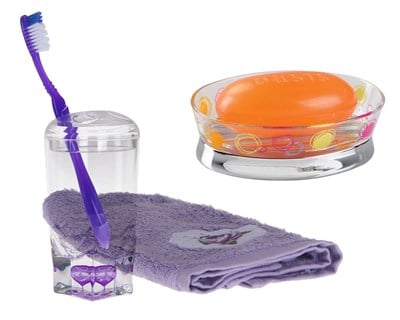 Lila dişfırcalık ve sabunluk ,2 Li Banyo Seti
