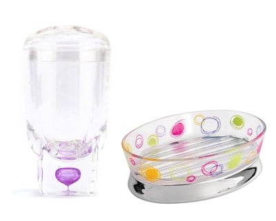 Lila dişfırcalık ve sabunluk ,2 Li Banyo Seti