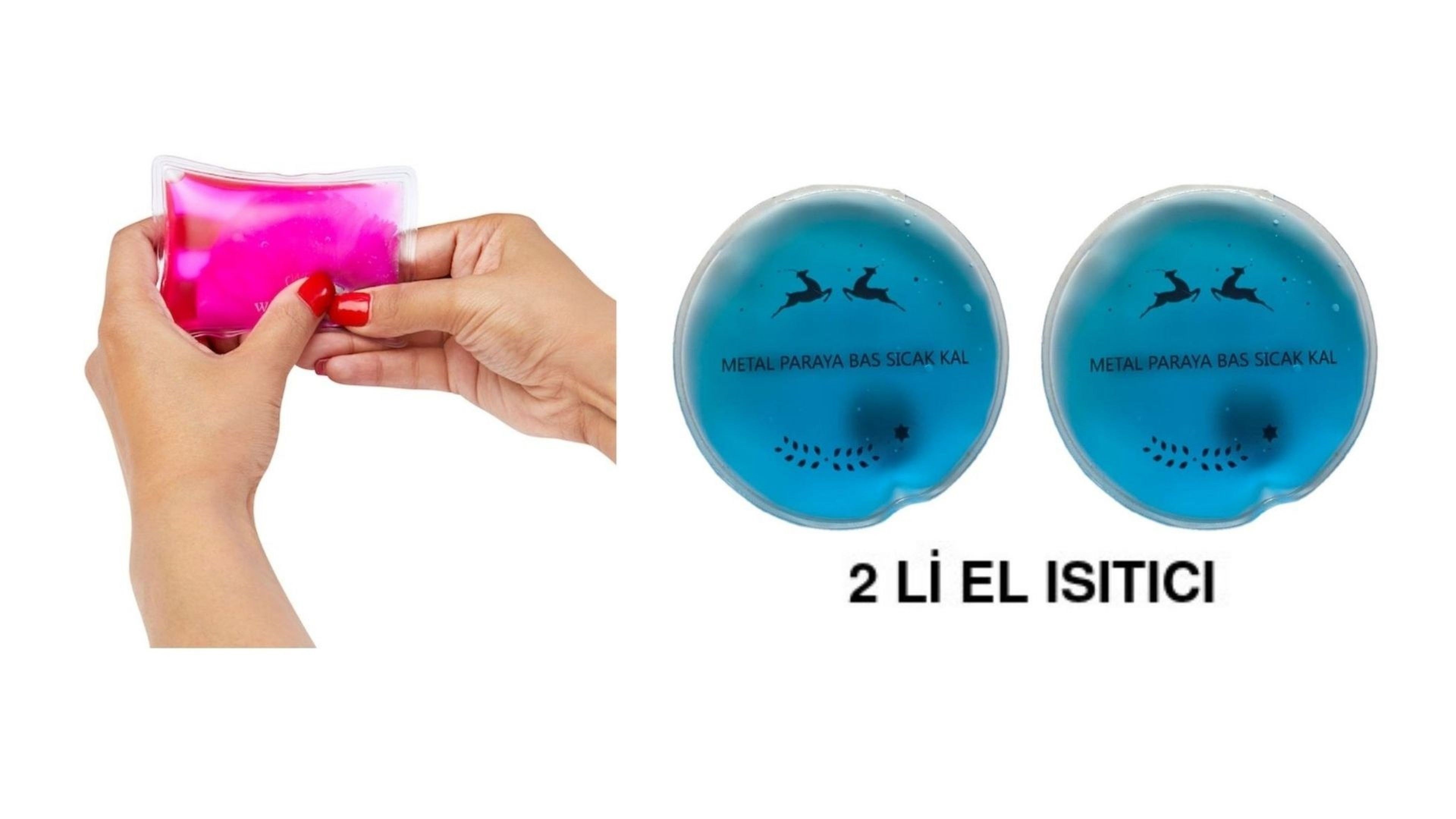 Mavi Ceylan Cep Sobası,El Isıtıcı,İki Adet Sıcak Su Torbası Pvc  9Cm