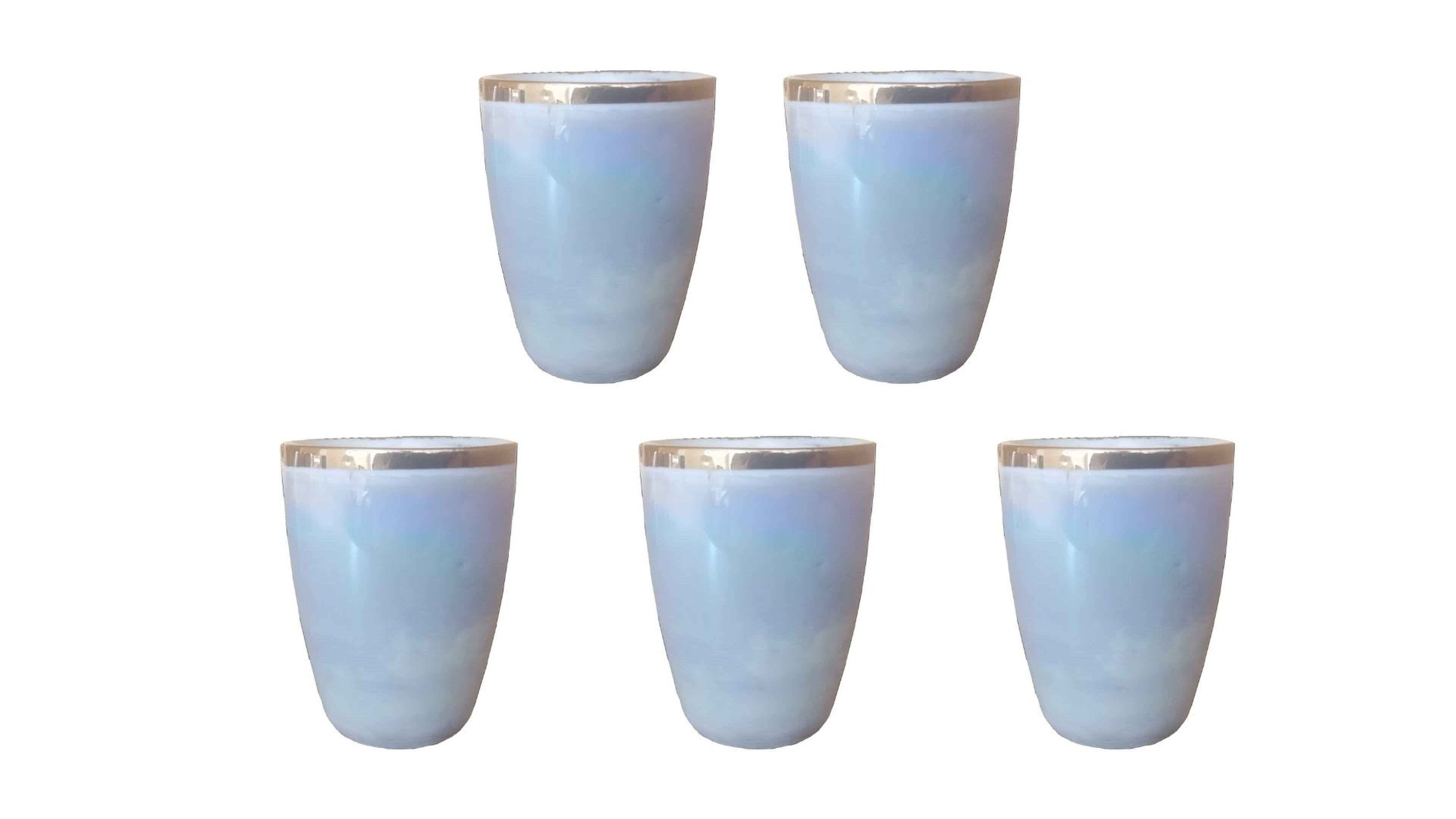 Mini Likör,İcecek,Su Kahve Yanı Bardak Seti 5 Adet,Shot Porselen Gold Bardak 3,5X3,5X5Cm