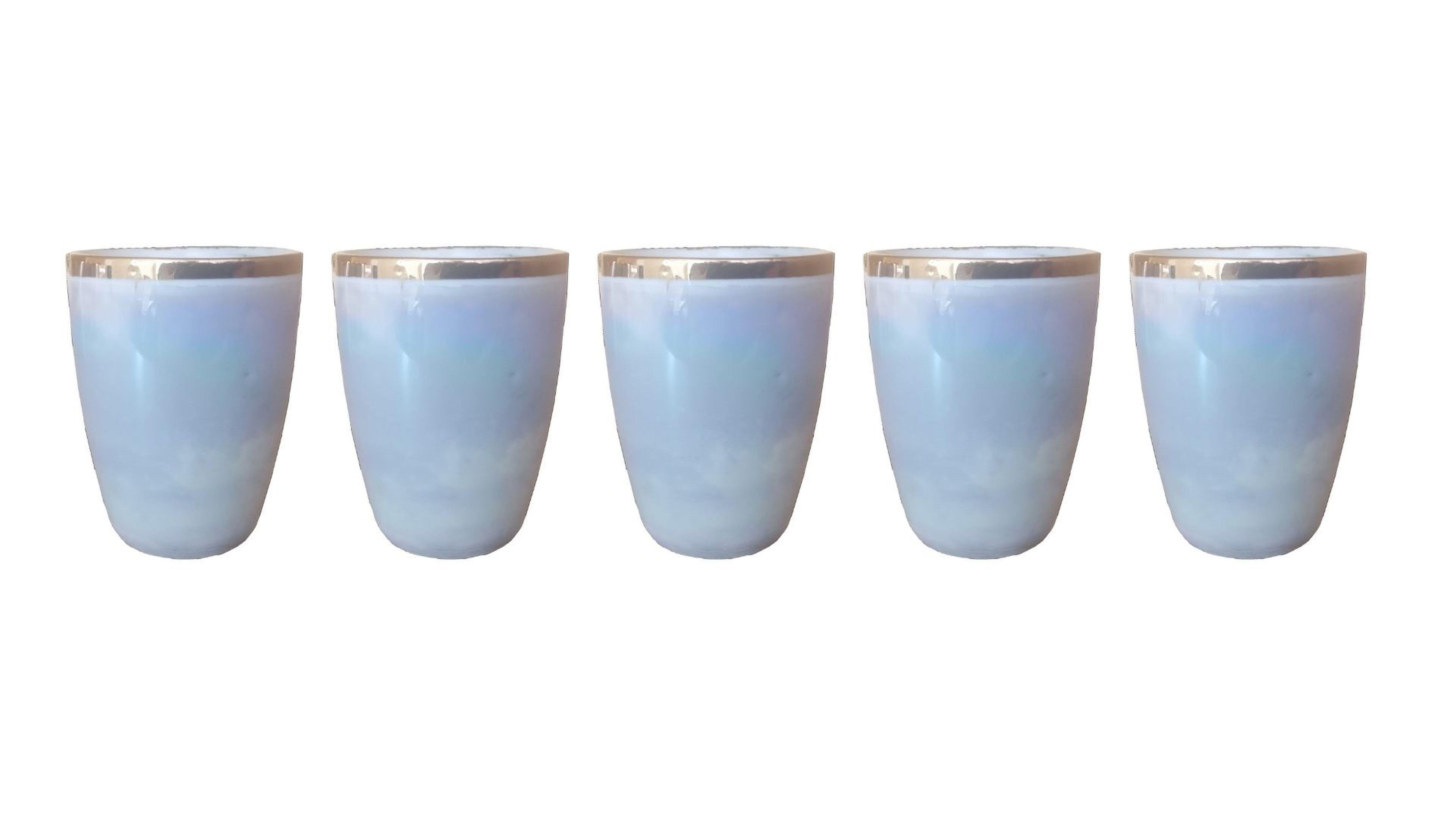 Mini Likör,İcecek,Su Kahve Yanı Bardak Seti 5 Adet,Shot Porselen Gold Bardak 3,5X3,5X5Cm