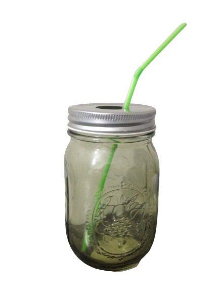 Pipetli Cam Kupa Bardak,Acık Yeşil 8X8X10Cm 420Ml