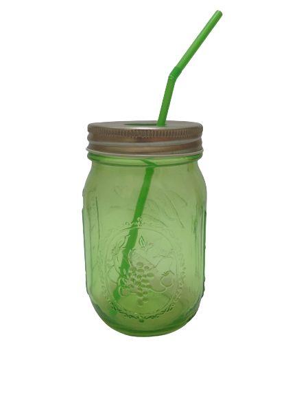 Pipetli Cam Kupa Bardak,Koyu Yeşil  8X8X10Cm 420Ml