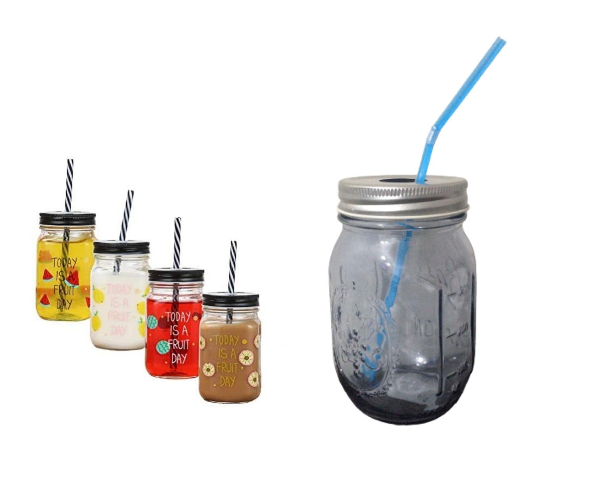 Pipetli Cam Kupa Bardak,Mavi 8X8X10Cm 420Ml