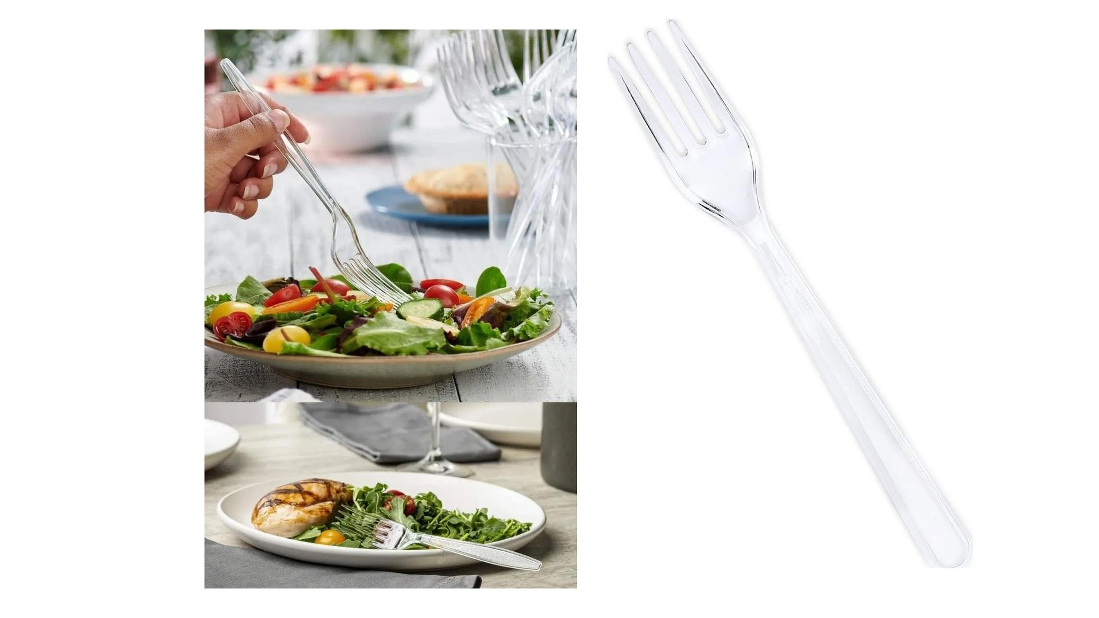 Plastik Çatal 12 Adet 18Cm Tekrar Kullanılabilir Parti,Düğün Yemek Kaşık