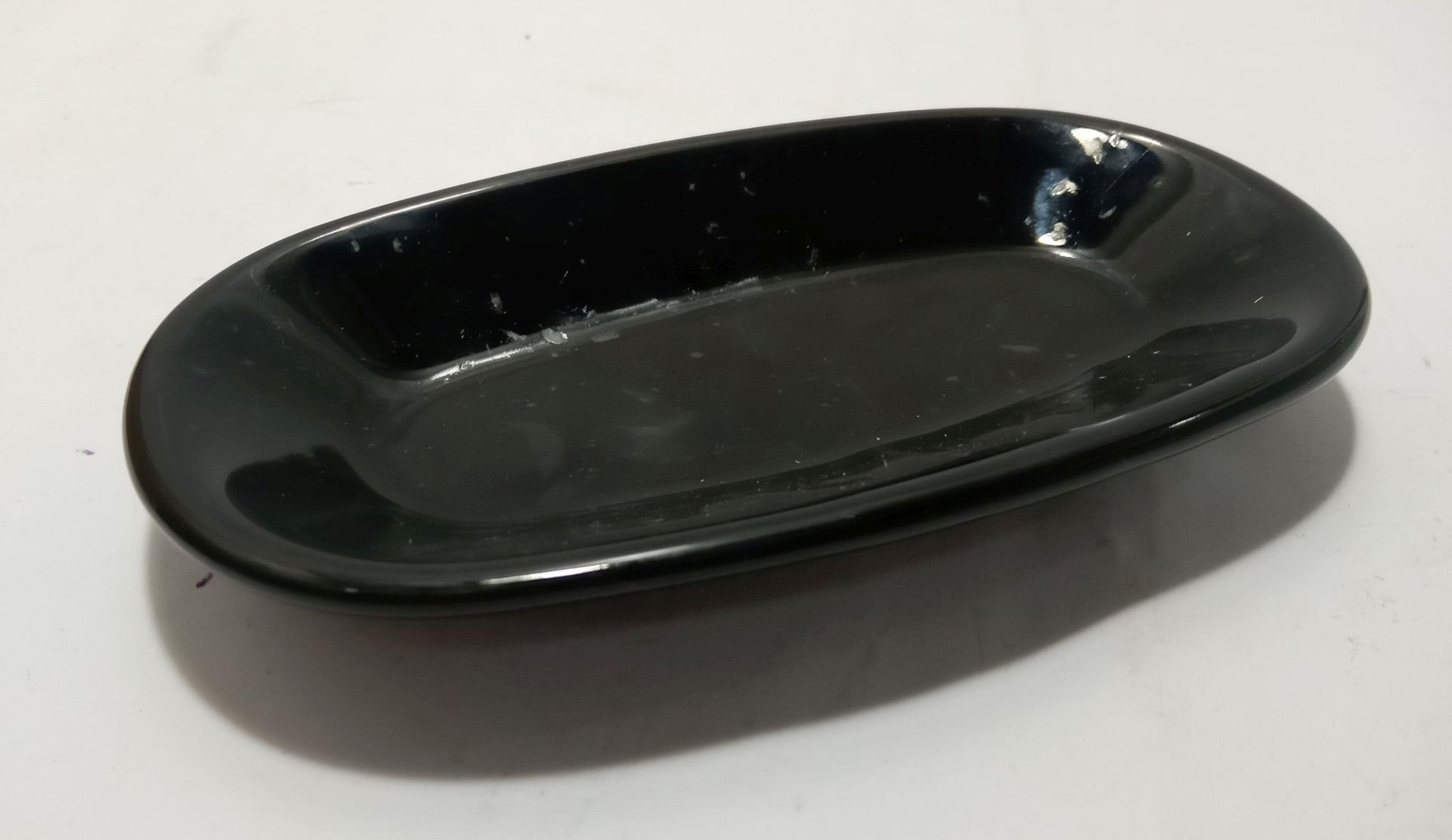 Porselen Kayık Sabunluk Siyah Renkli 15,5X9X2Cm