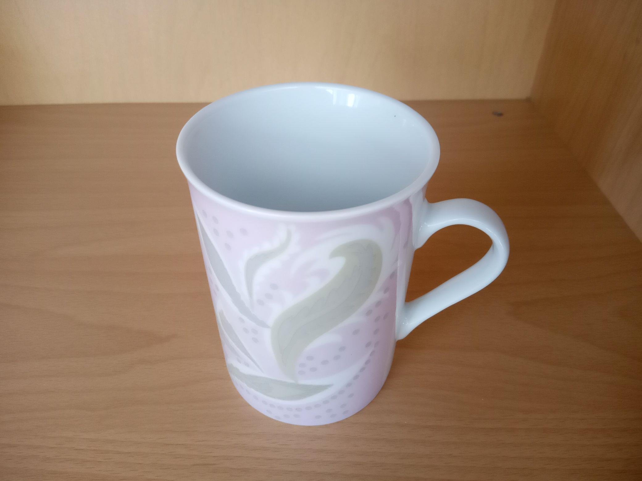 Porselen Kupa,Bardak Yapraklı Pembe 7,5X7,5X10,2Cm