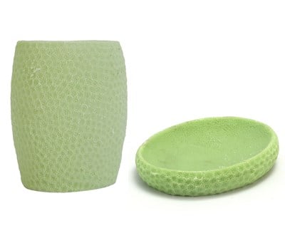 Sabunluk diş firçalik 2 Li Banyo Seti,yeşil Petek Model,Poliresin