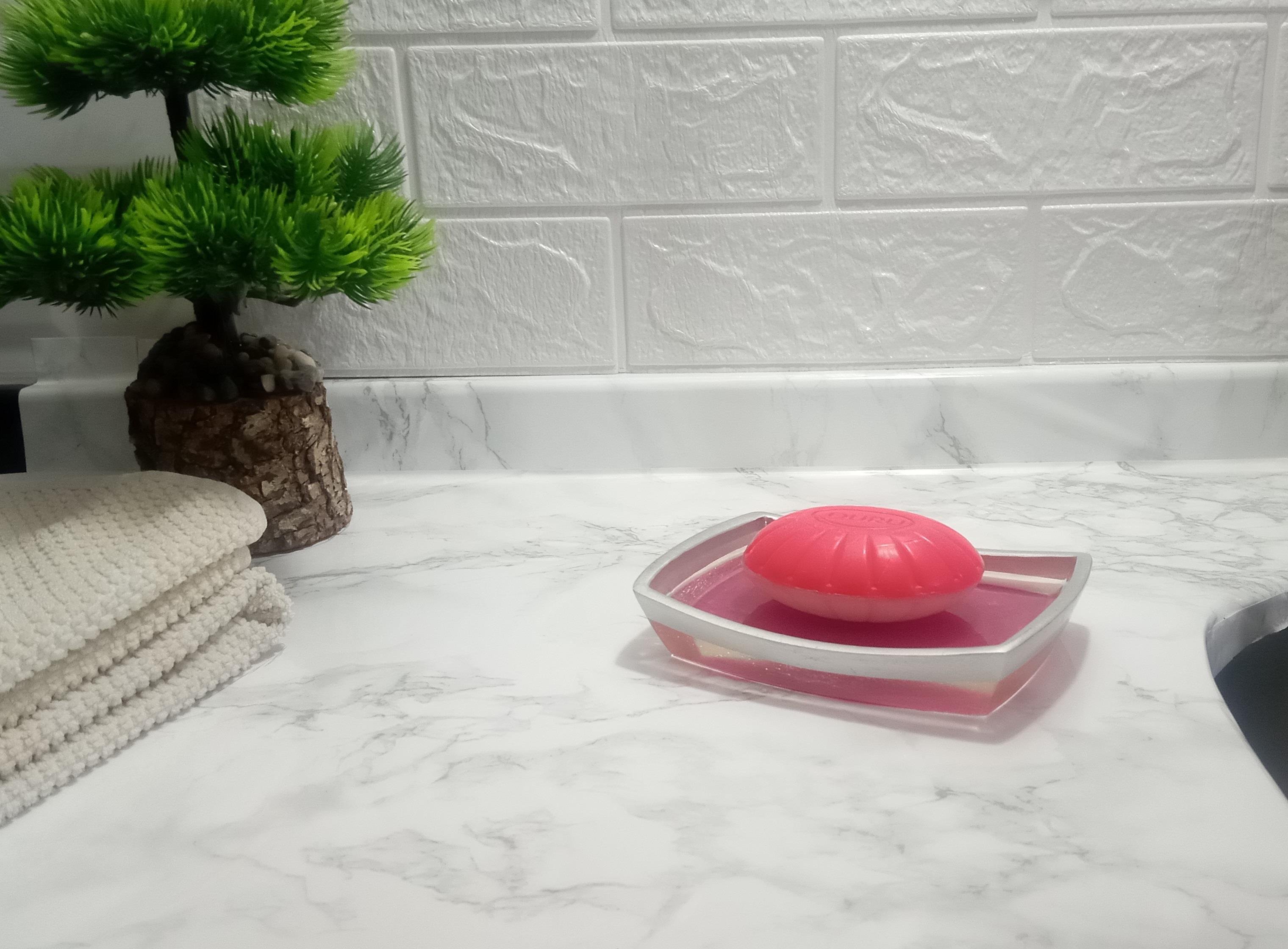 Sabunluk Gri Pembe Poliresin 14x10x2cm