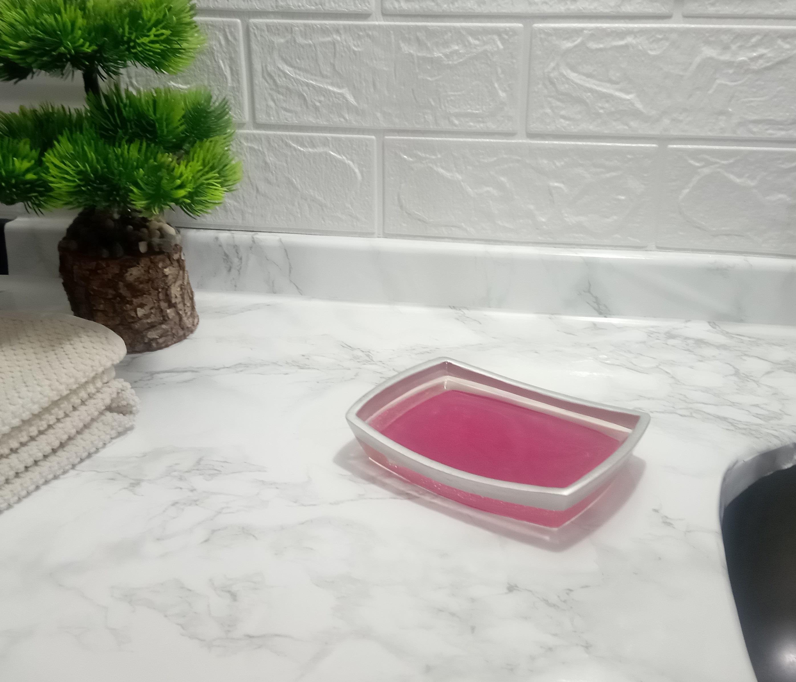 Sabunluk Gri Pembe Poliresin 14x10x2cm