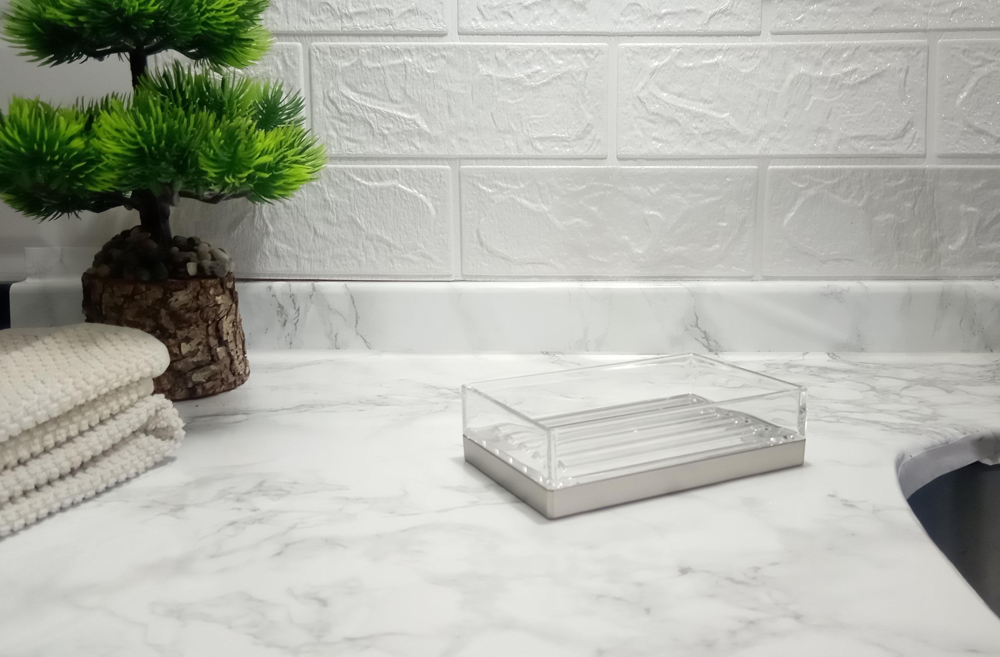 Sabunluk Modern Gümüş Tasarımlı Akrilik 12X8X3Cm