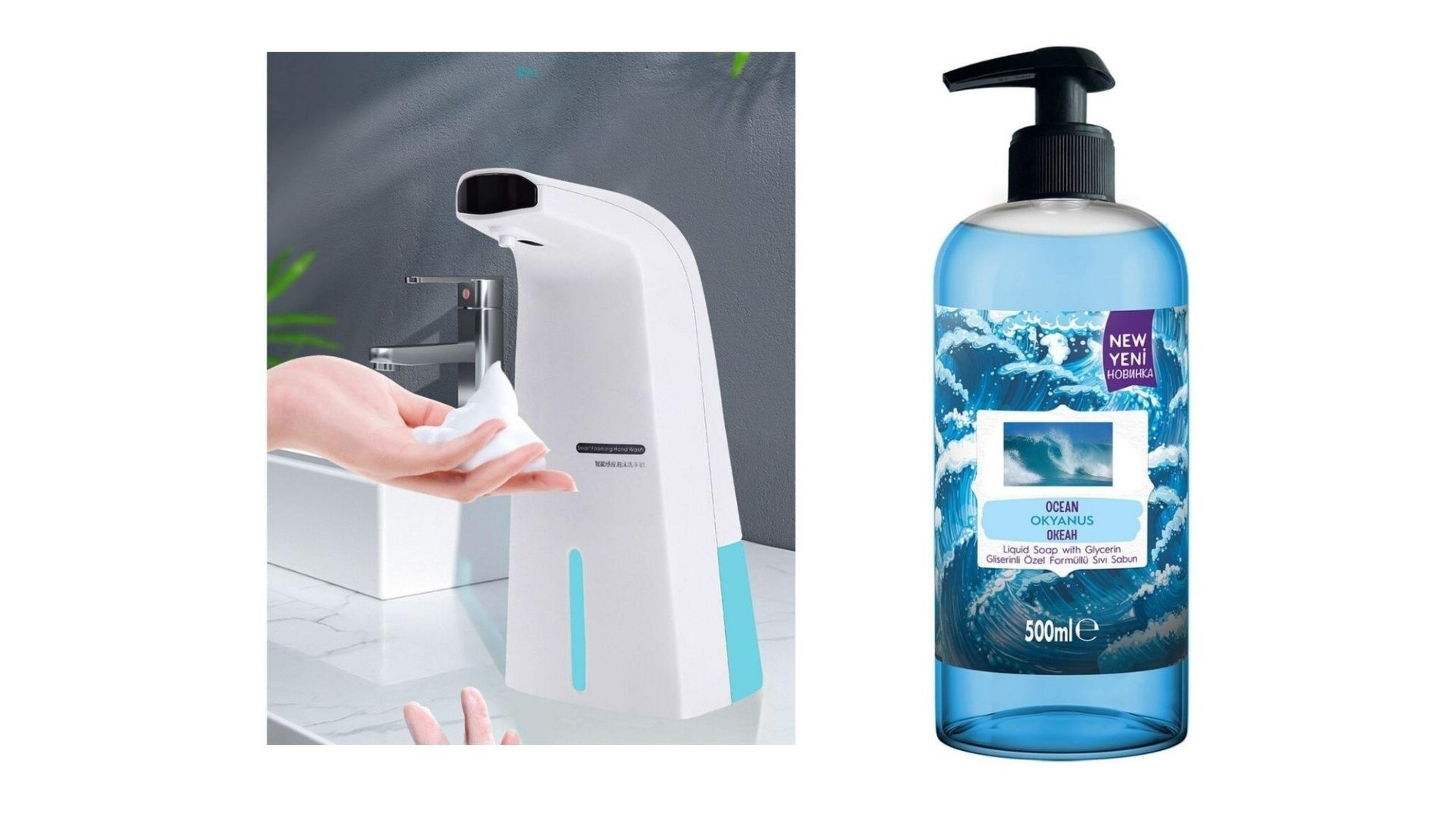 Sensörlü Fotoselli Sıvı Sabunluk  21x10x5cm Ve 1 Adet 400 ml Sıvı Sabun