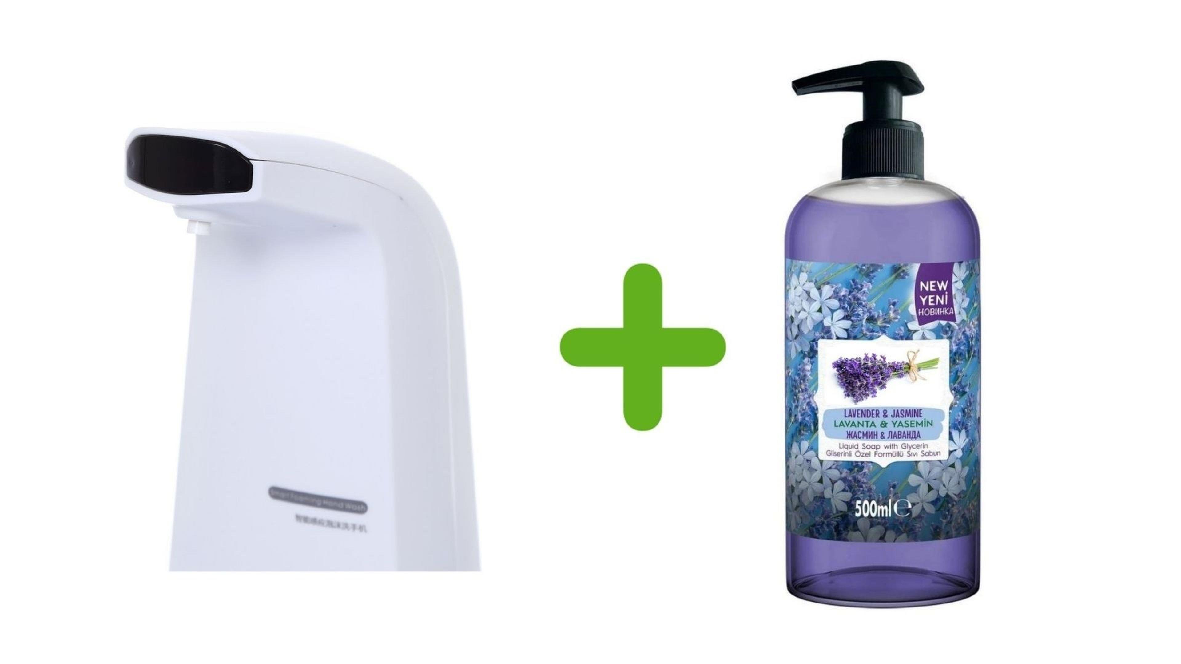 Sensörlü Fotoselli Sıvı Sabunluk  21x10x5cm ve 1 adet 400 ml Sıvı Sabun Lavanta Kokulu