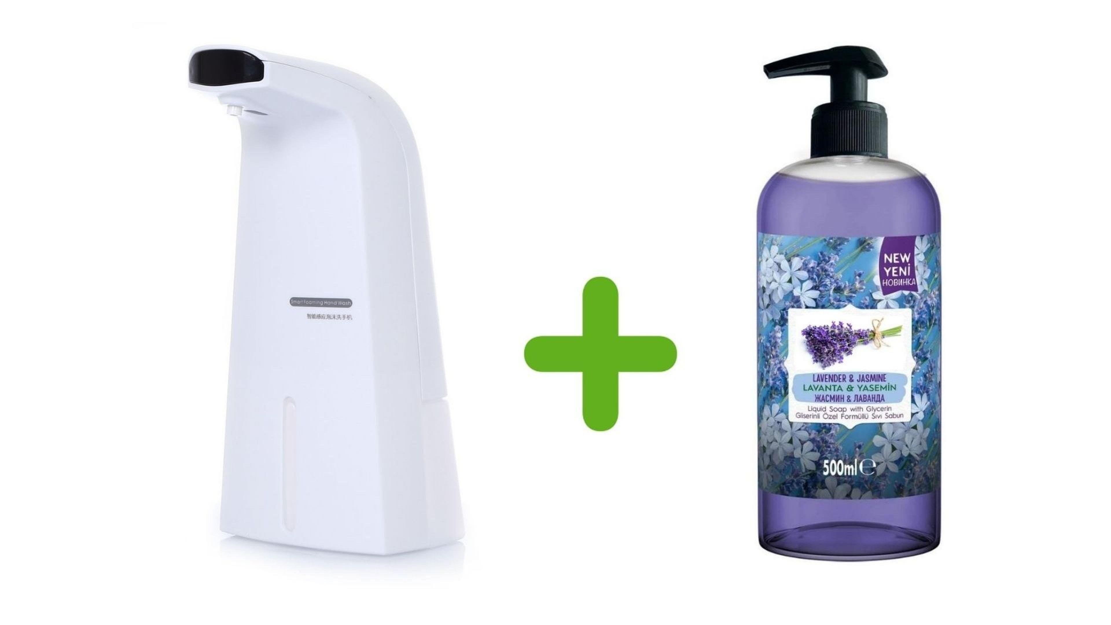 Sensörlü Fotoselli Sıvı Sabunluk  21x10x5cm ve 1 adet 400 ml Sıvı Sabun Lavanta Kokulu