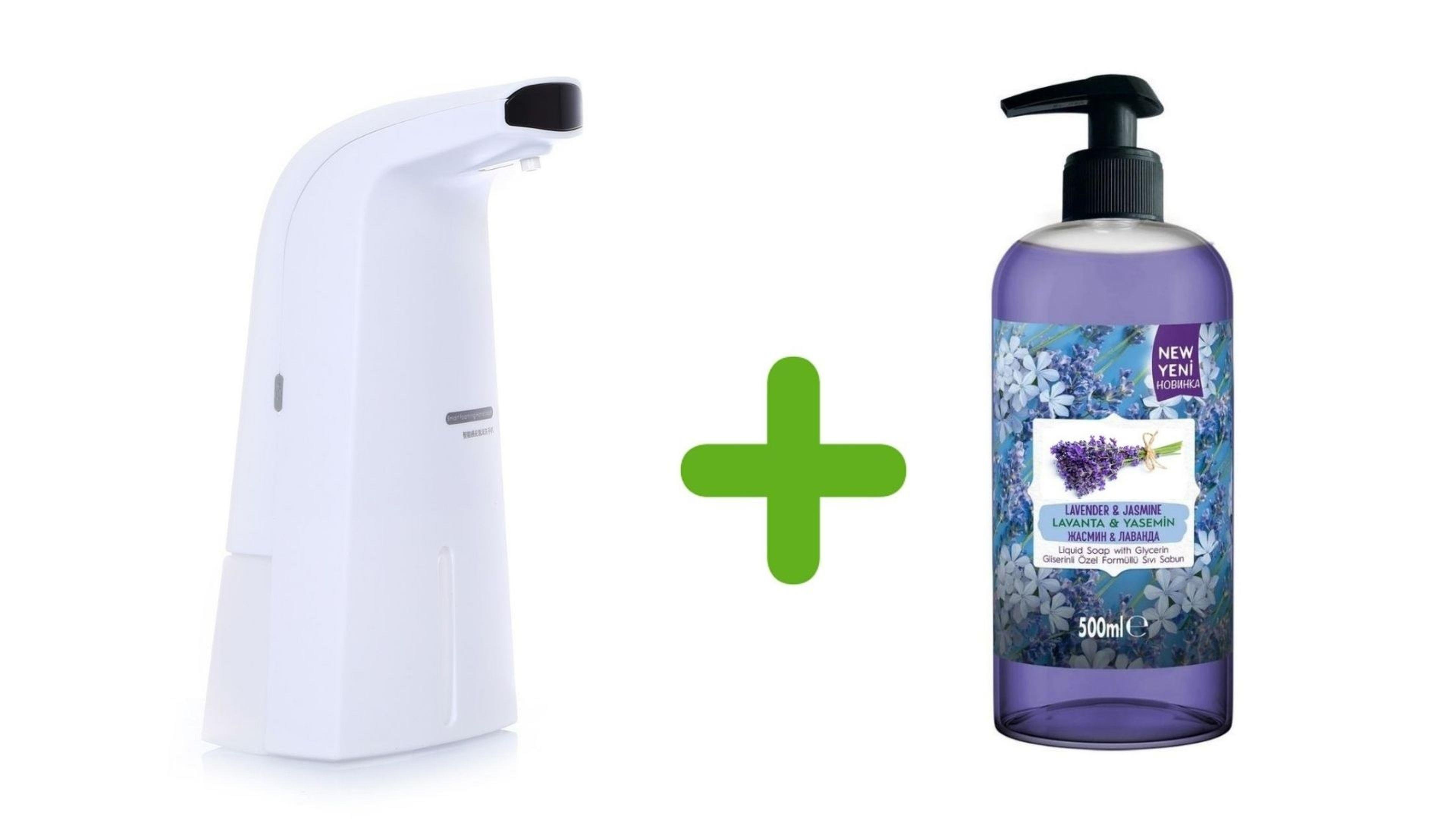 Sensörlü Fotoselli Sıvı Sabunluk  21x10x5cm ve 1 adet 400 ml Sıvı Sabun Lavanta Kokulu