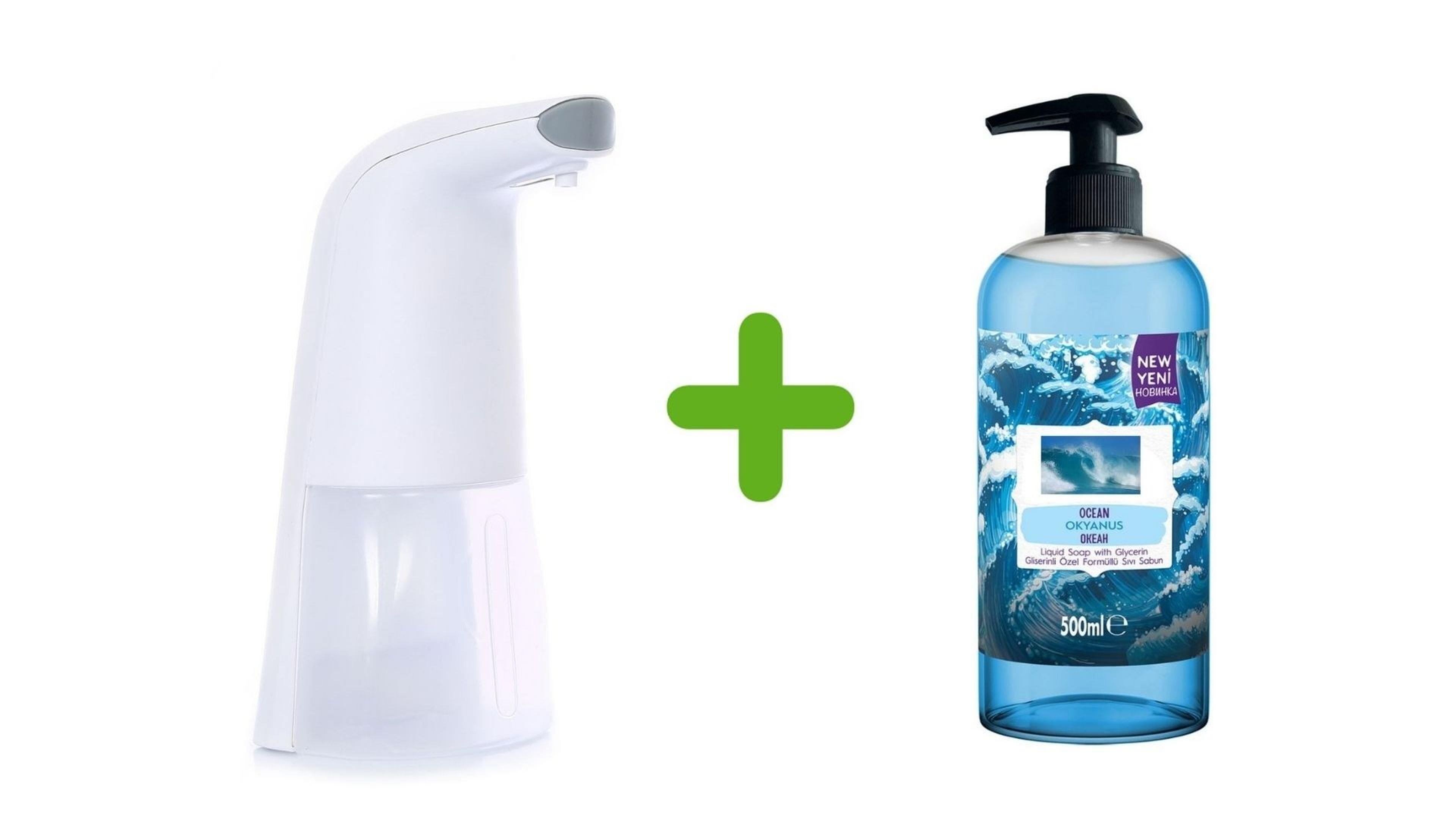 Sensörlü Fotoselli Sıvı Sabunluk 21x5x10cm Ve 1 Adet 400 ml Sıvı Sabun